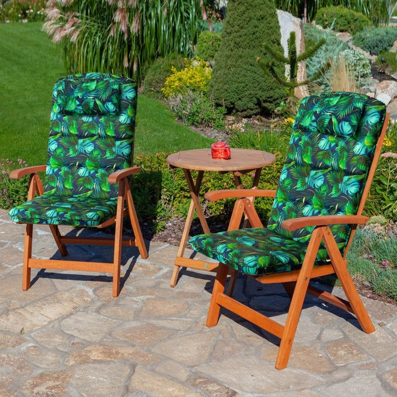 MILLYBO Gartenstuhlauflage – Sitzkissen für Gartenstühle & Balkonmöbel ANTONIA - Blaues Blätter