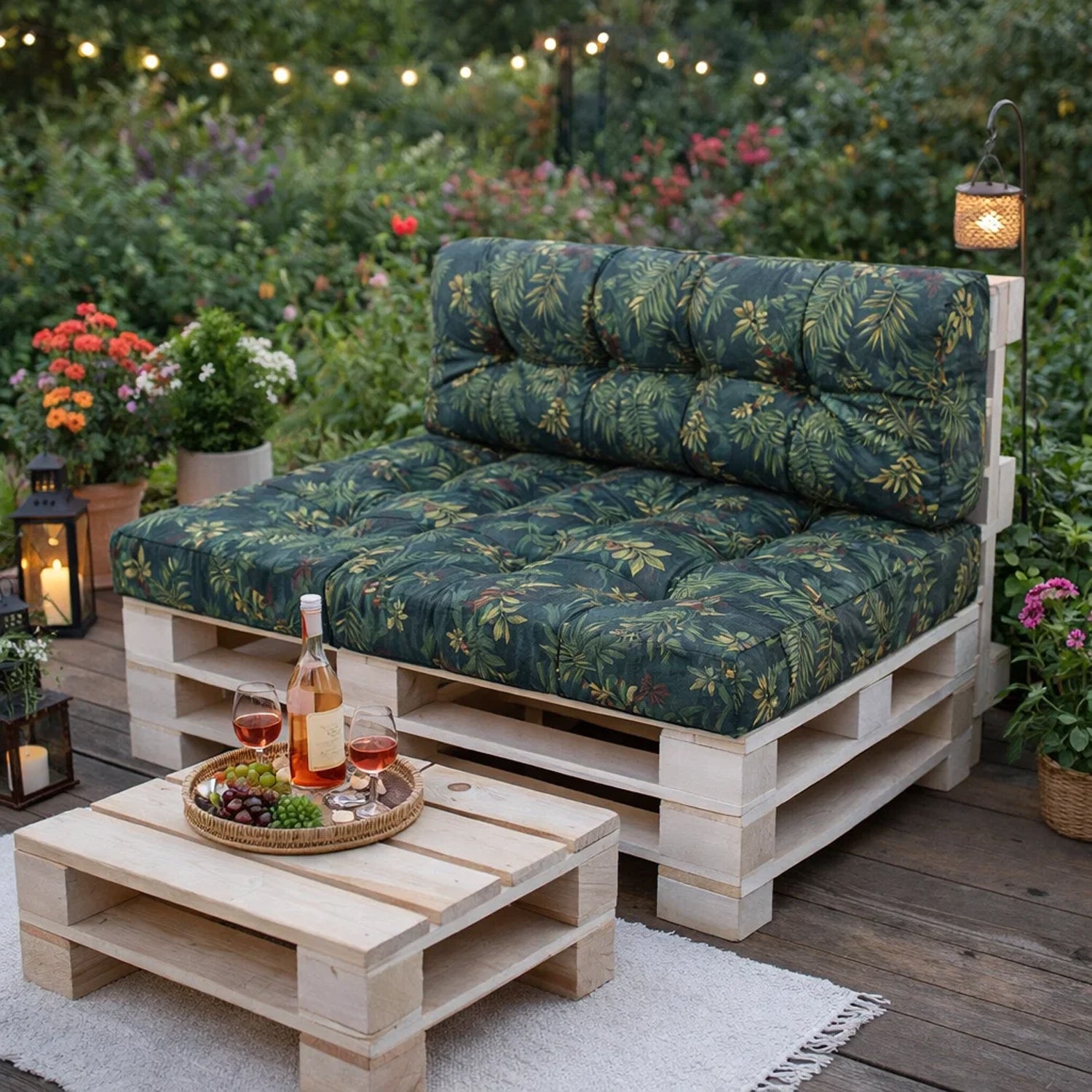 MILLYBO Palettenkissen LEO Set 1+1 Grüne Wiese – Komfort & Stil für deinen Garten