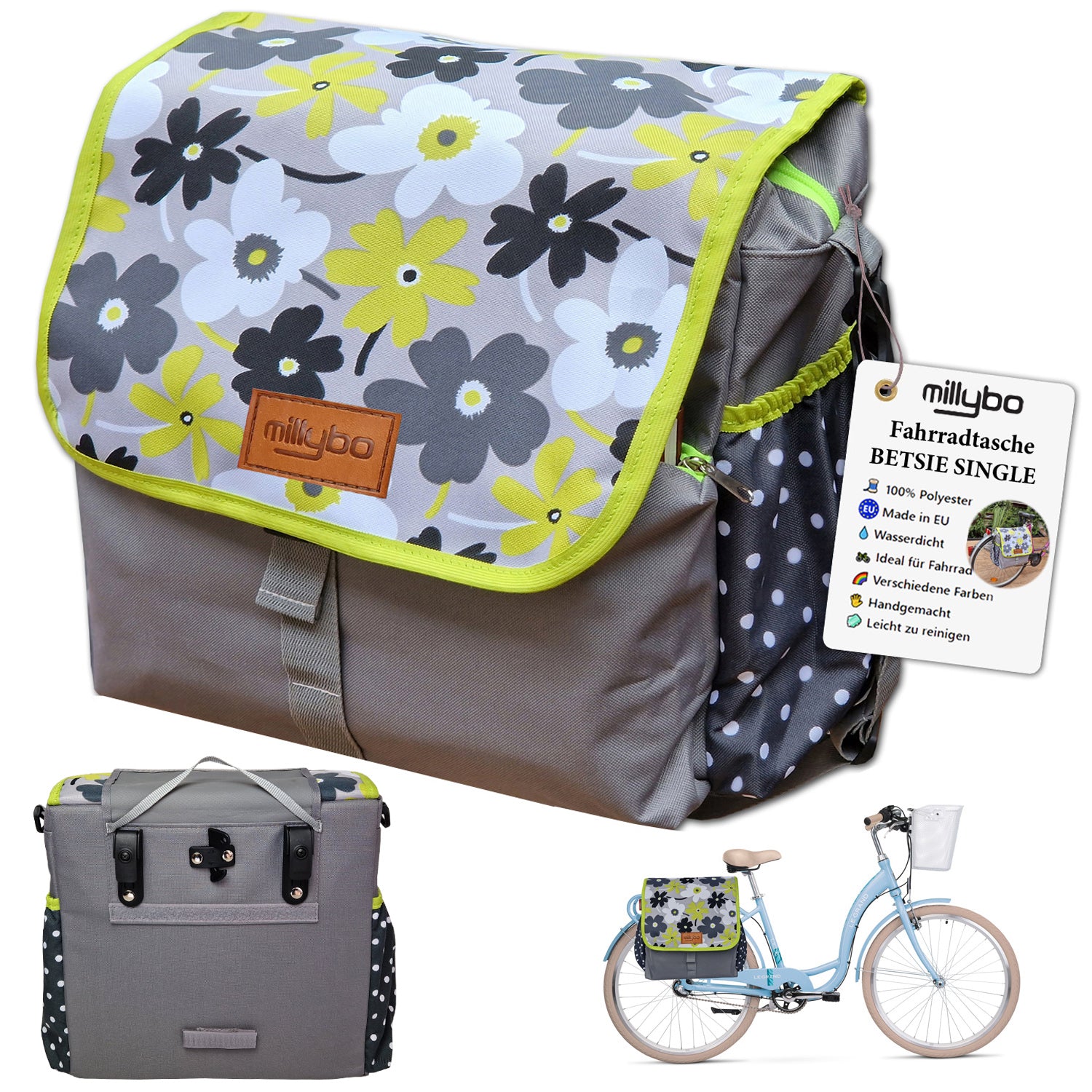 MILLYBO BETSIE Single Fahrradtasche für Gepäckträger 14L - 110.004