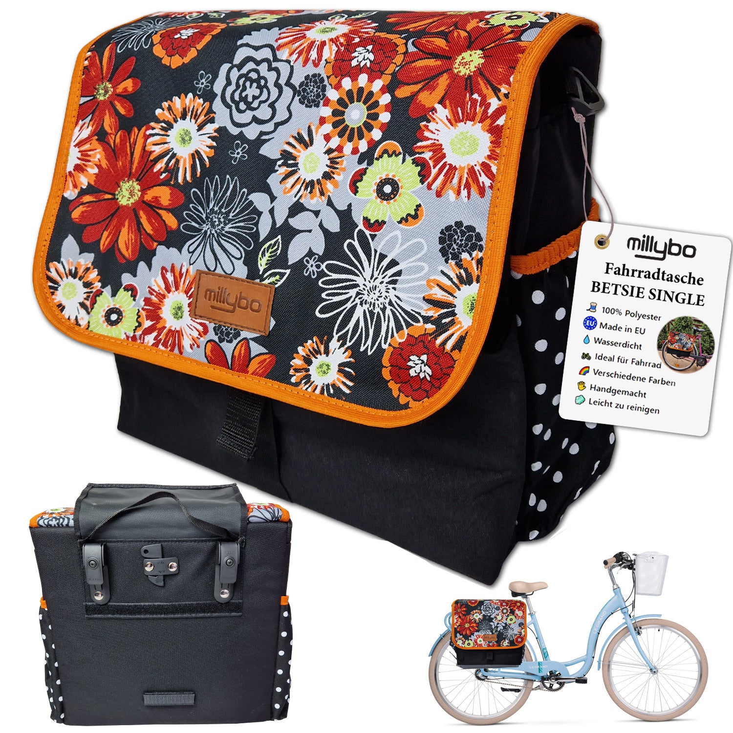 MILLYBO BETSIE Single Fahrradtasche für Gepäckträger 14L - 110.010
