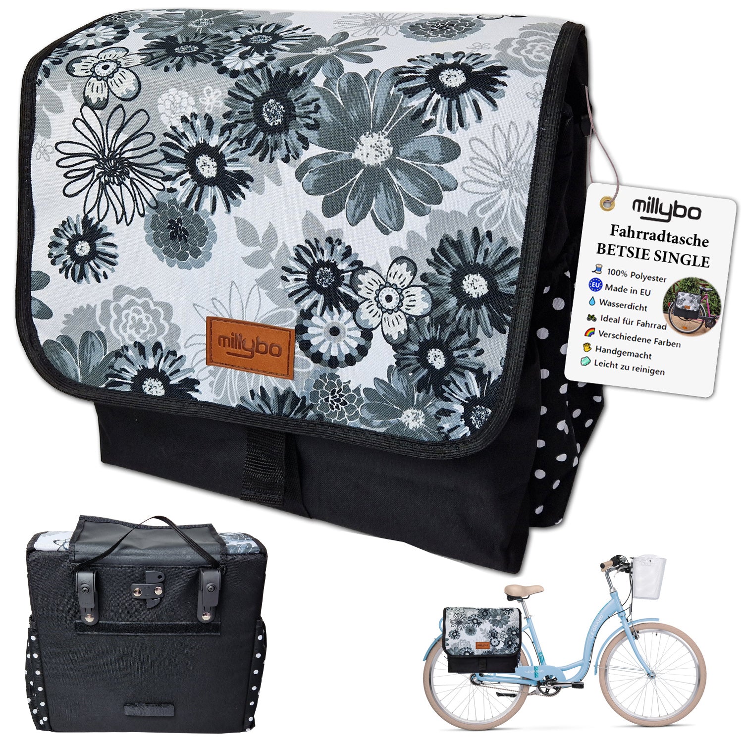 MILLYBO BETSIE Single Fahrradtasche für Gepäckträger 14L - 110.003