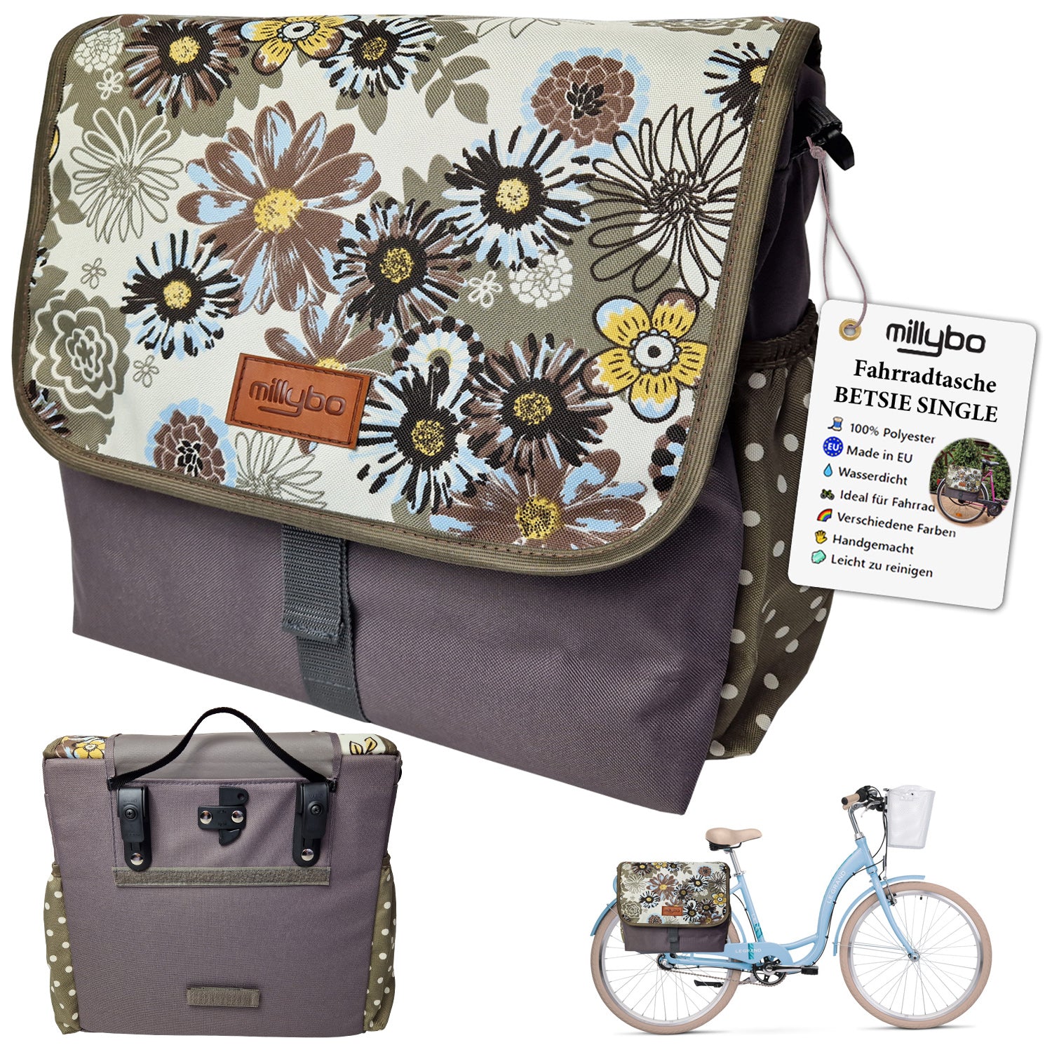 MILLYBO BETSIE Single Fahrradtasche für Gepäckträger 14L - 110.005