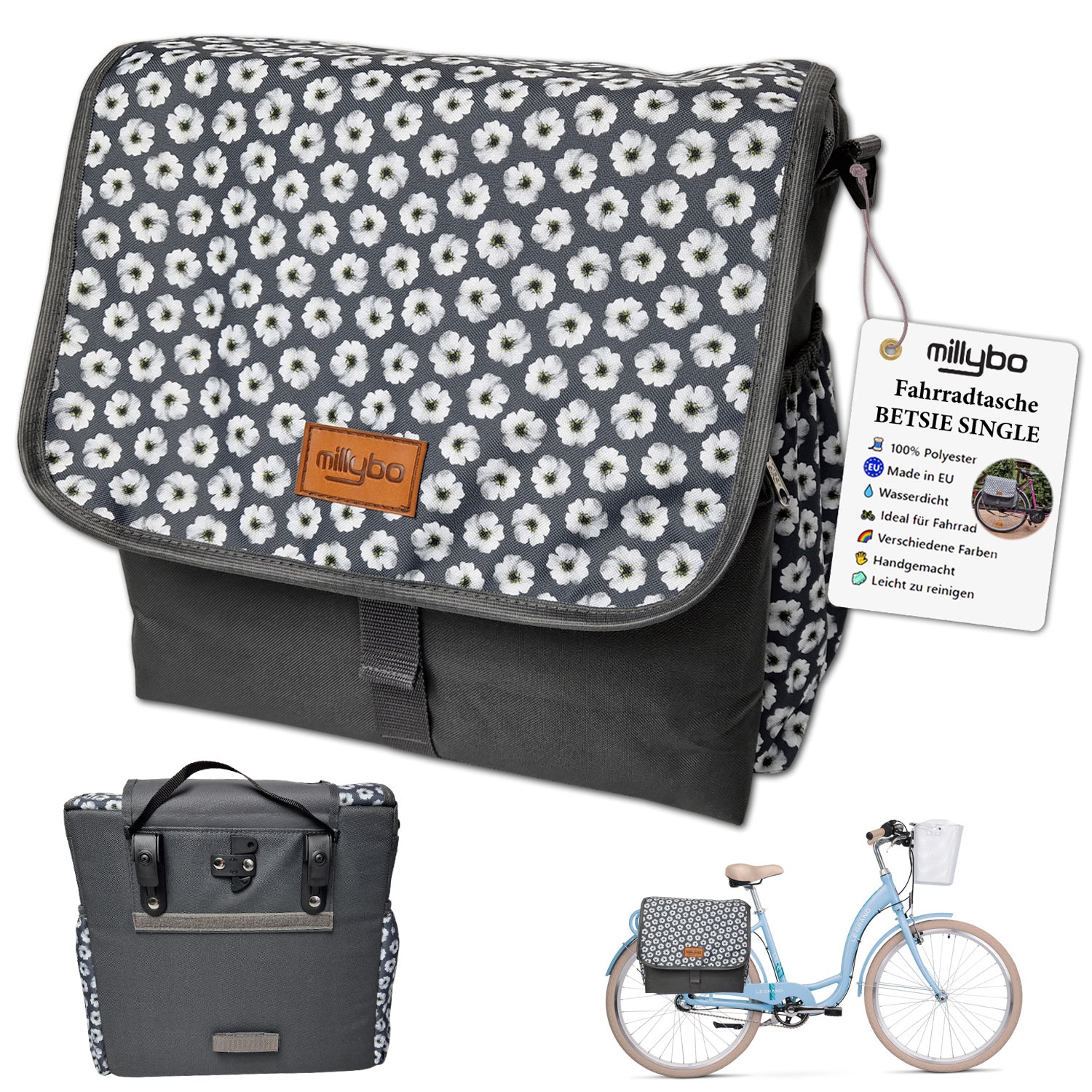 MILLYBO BETSIE Single Fahrradtasche für Gepäckträger 14L - 105.002