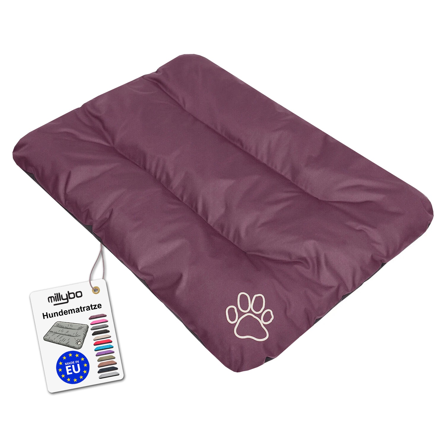 MILLYBO ECO Hundematratze  – Weiches Bett für Hunde und Katzen - Winerot