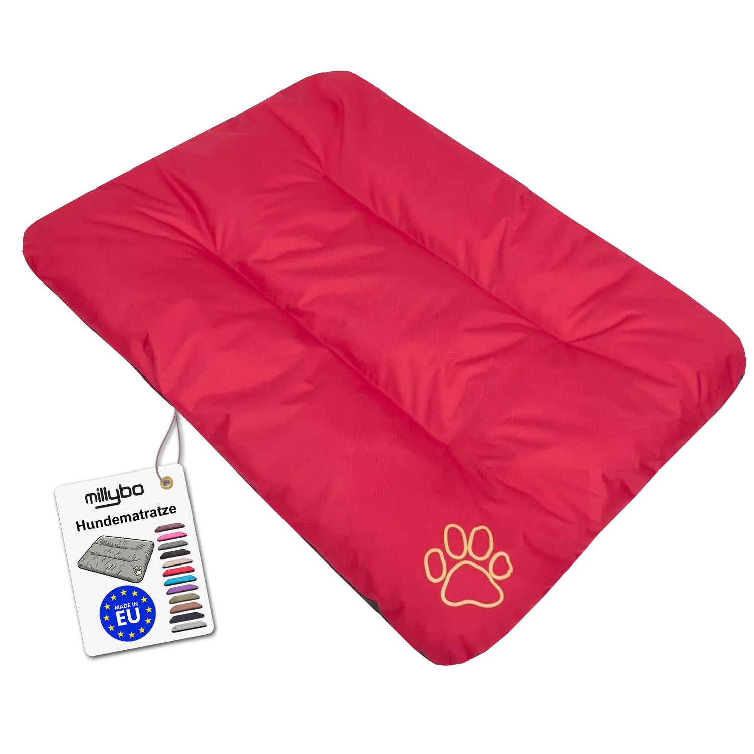 MILLYBO ECO Hundematratze  – Weiches Bett für Hunde und Katzen - Rot