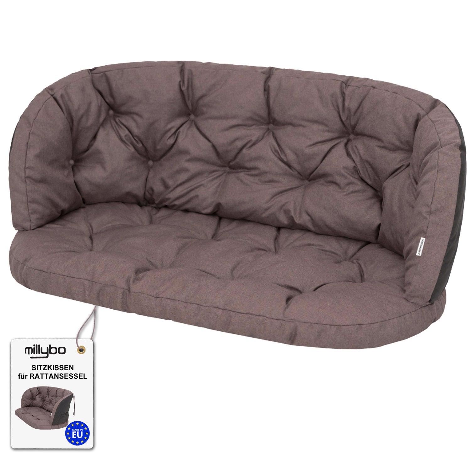 Gartenkissen für Rattanmöbel große AMANDA – 100 x 50  cm, 150 x 38 cm - Braun