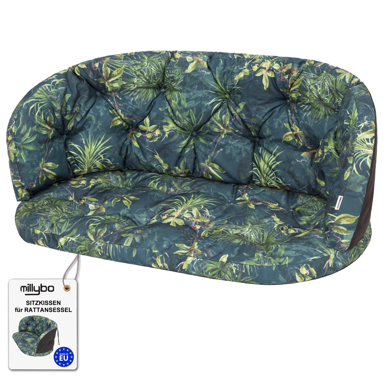 Gartenkissen für Rattanmöbel große AMANDA – 100 x 50  cm, 150 x 38 cm - Grüne Wiese