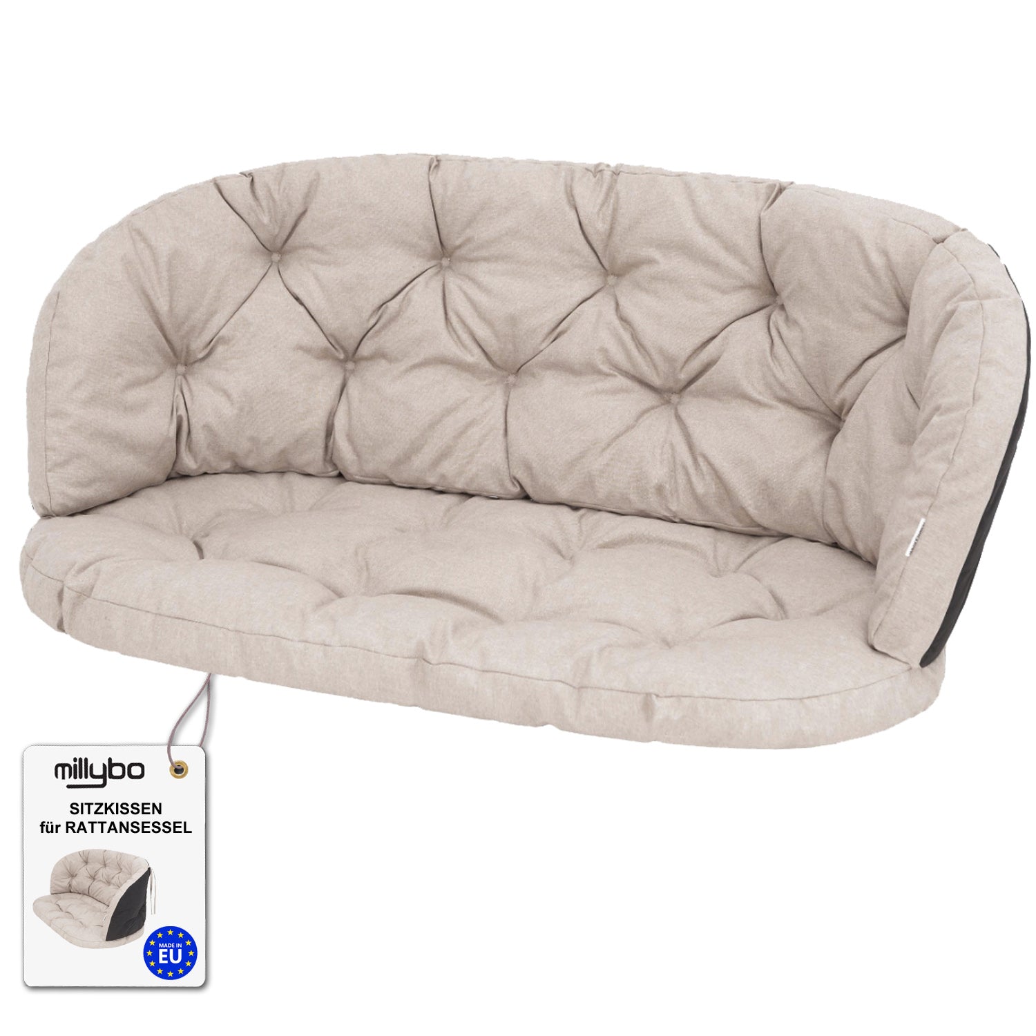 Gartenkissen für Rattanmöbel große AMANDA – 100 x 50  cm, 150 x 38 cm - Beige