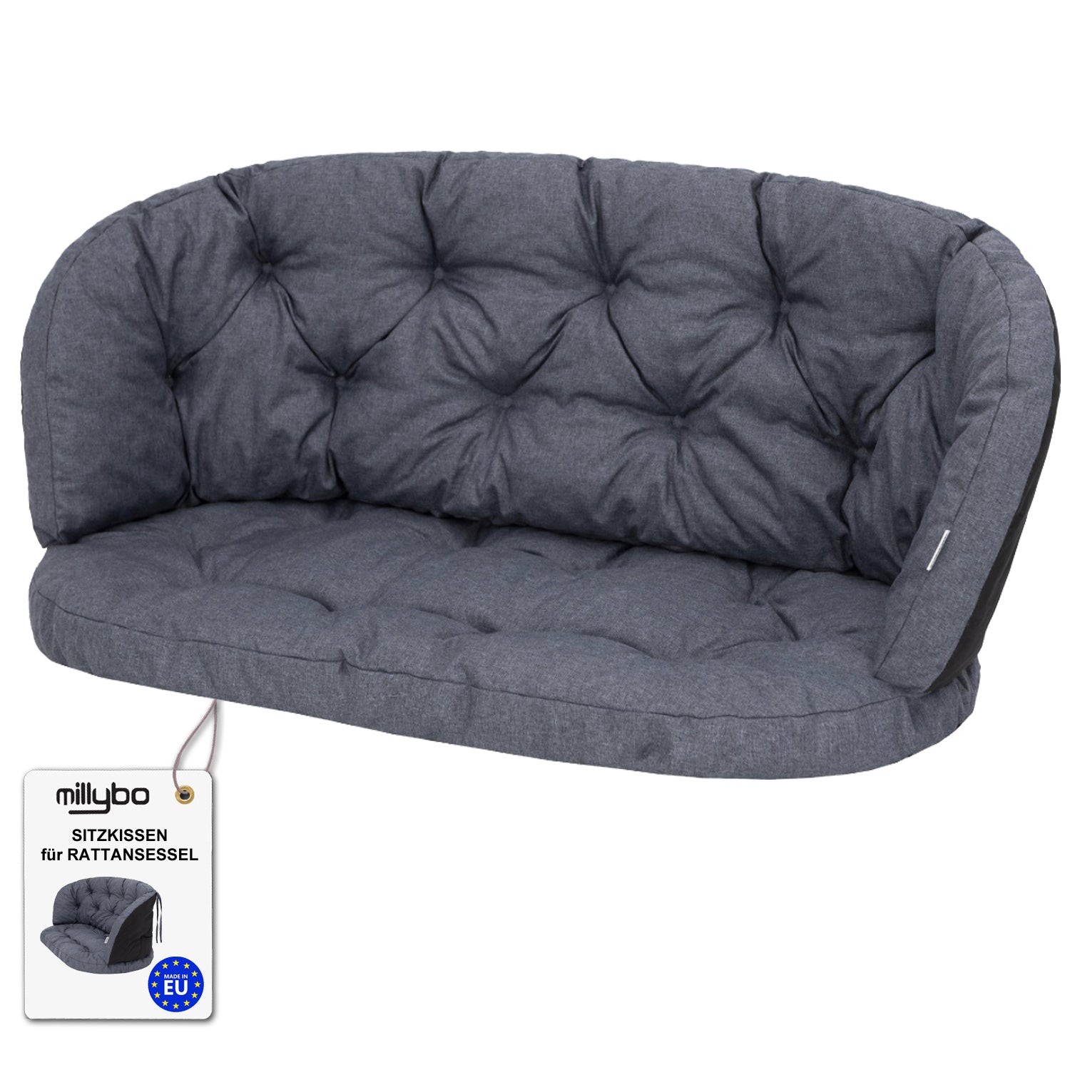 Gartenkissen für Rattanmöbel große AMANDA – 100 x 50  cm, 150 x 38 cm - Dunkelblau