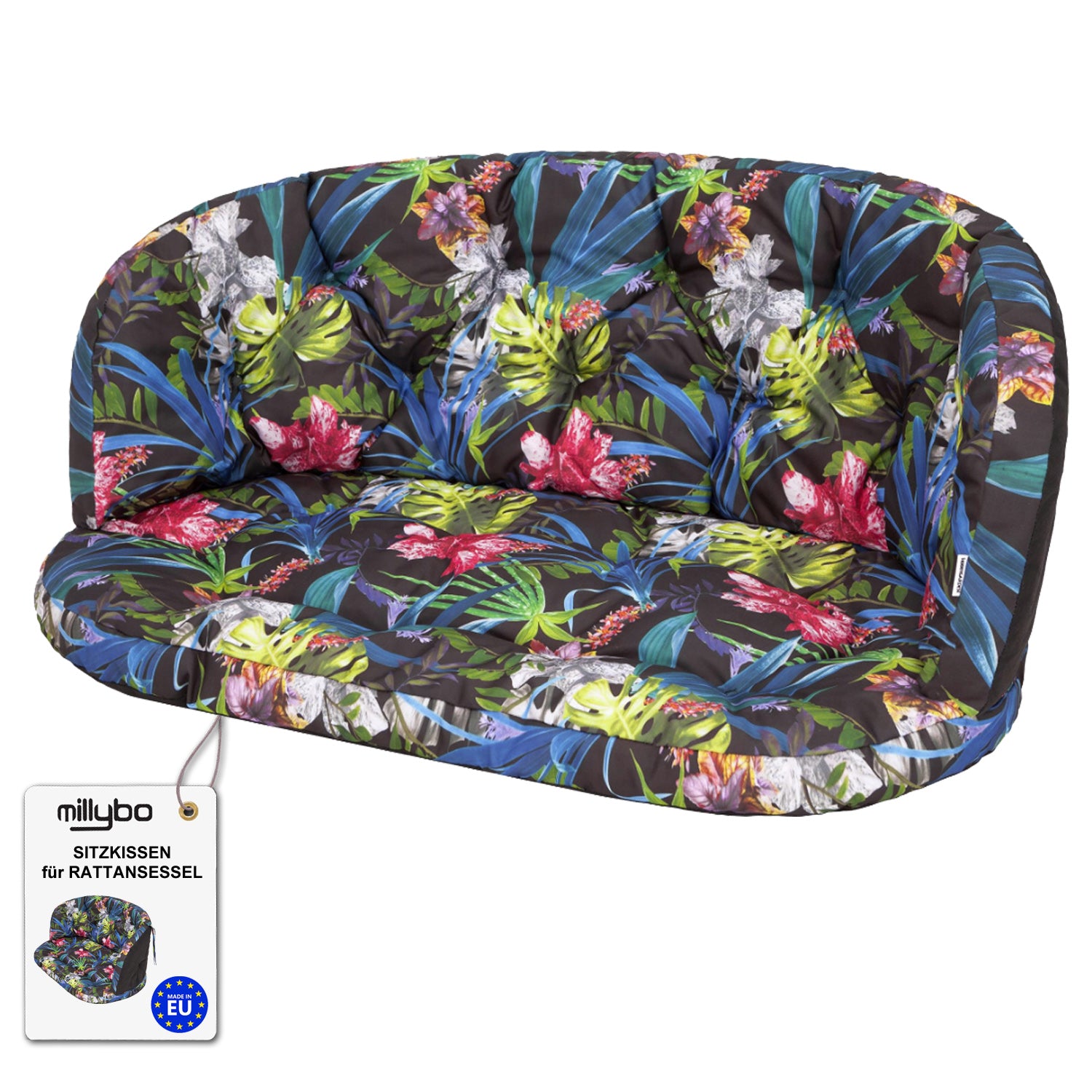 Gartenkissen für Rattanmöbel große AMANDA – 100 x 50  cm, 150 x 38 cm - Bunte Blätter