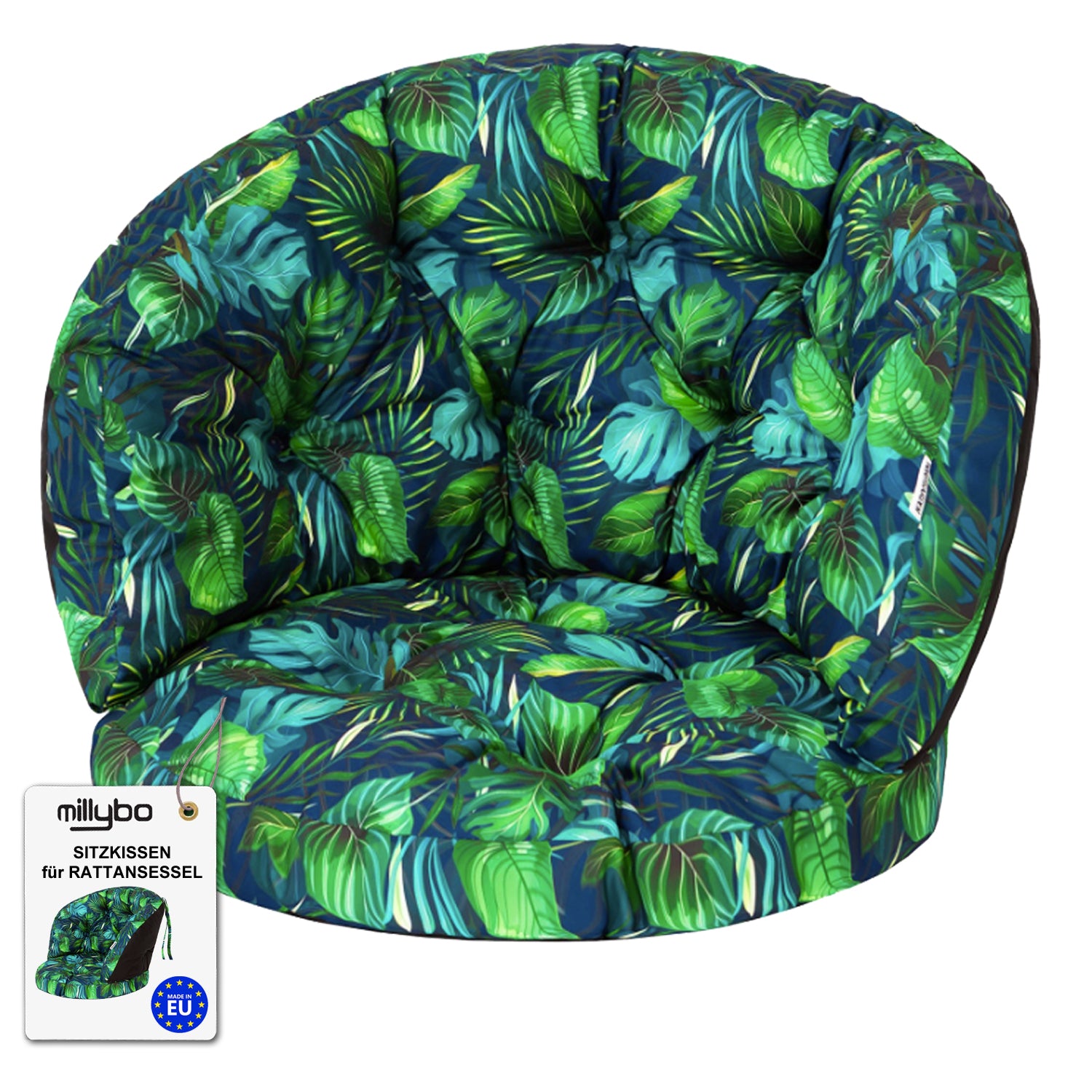 Gartenkissen für Rattanmöbel kleine AMANDA – 50 x 50  cm, 100 x 38 cm - Blaues Blätter