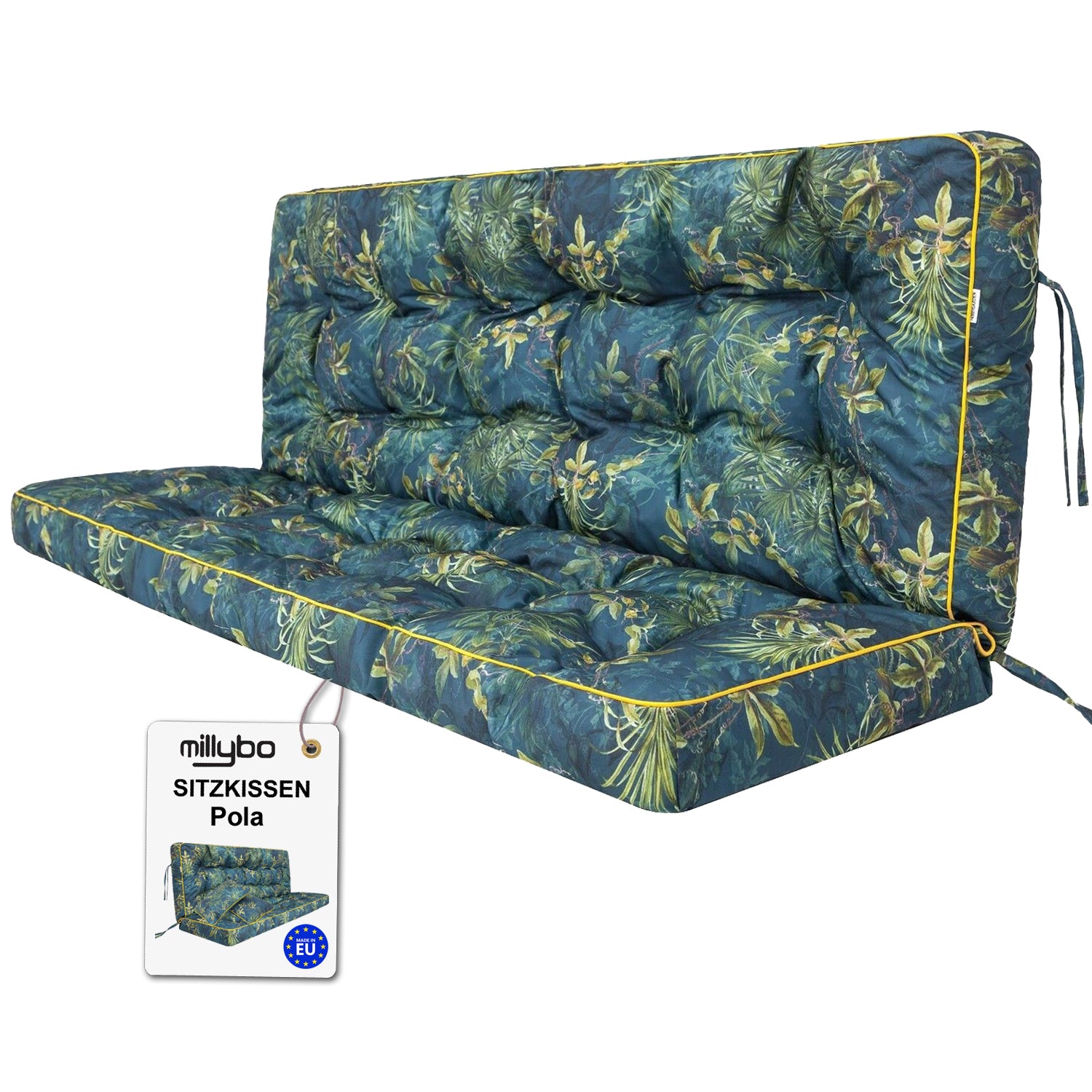 MILLYBO Hollywoodschaukel Sitzkissen 100–180 cm Auflage POLA - Grüne Wiese