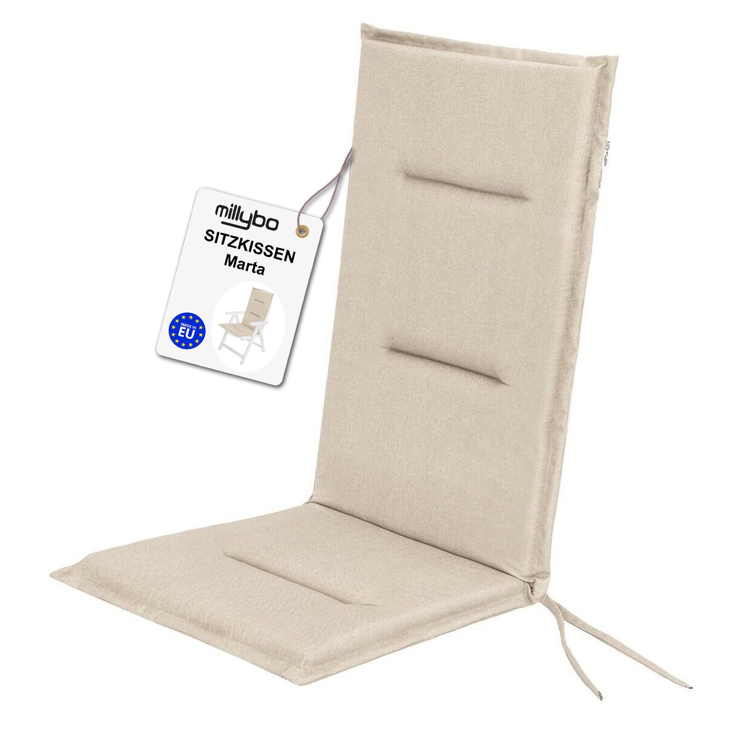 MILLYBO Gartenstuhlauflage – Sitzkissen für Gartenstühle & Balkonmöbel MARTA - Beige