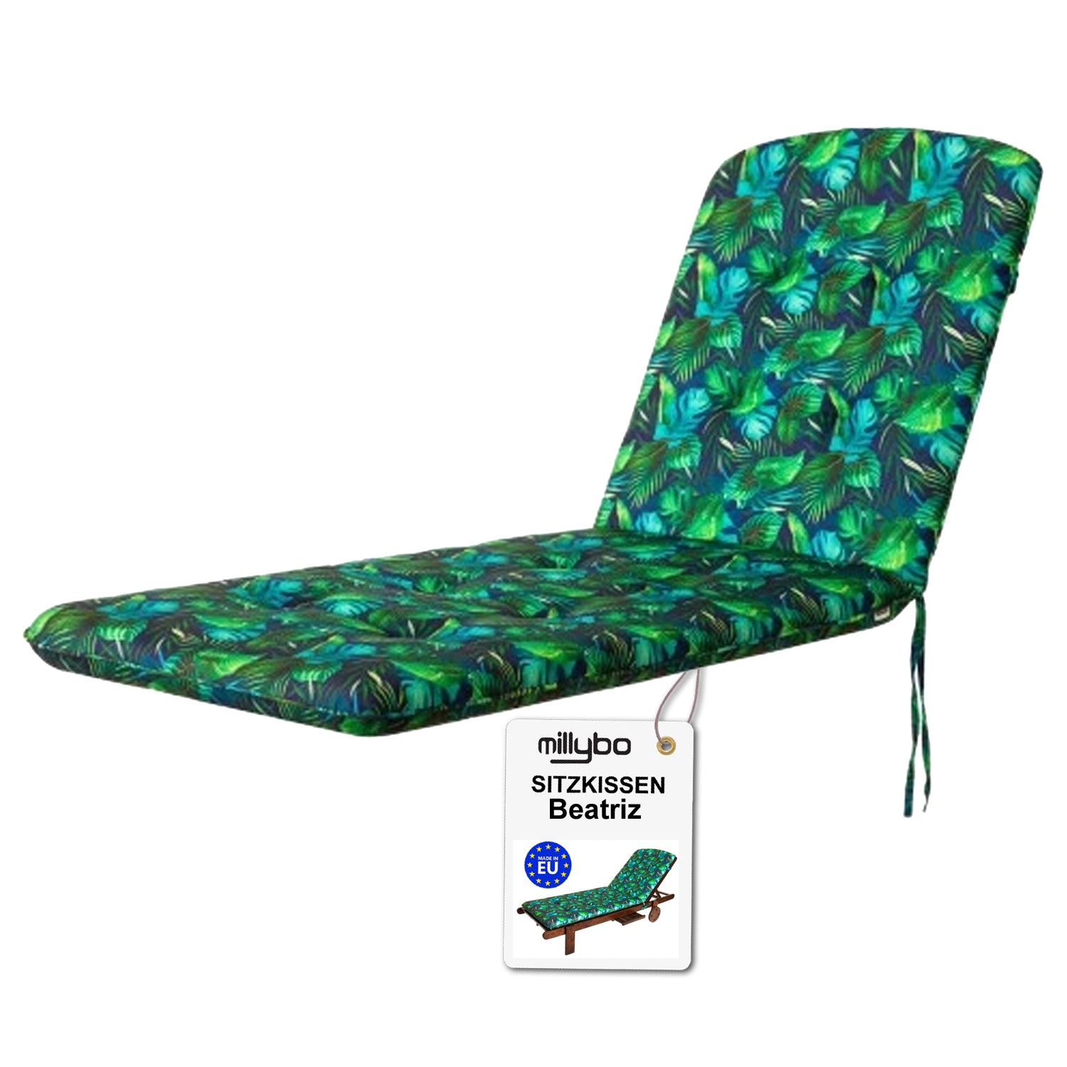 MILLYBO Kissen für Strand- & Gartenliegestühle  Liegestühle BEATRIZ - Blaues Blätter