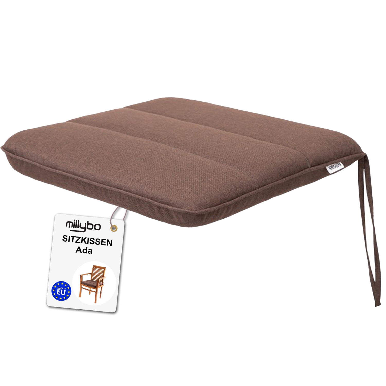 MILLYBO Gartenstuhlauflage – Sitzkissen für Gartenstühle & Balkonmöbel ADA - Braun