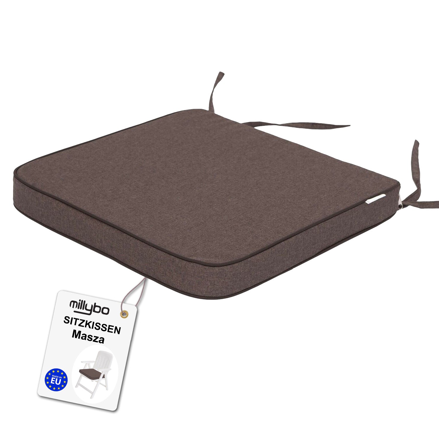 MILLYBO Gartenstuhlauflage – Sitzkissen für Gartenstühle & Balkonmöbel MASZA- Braun