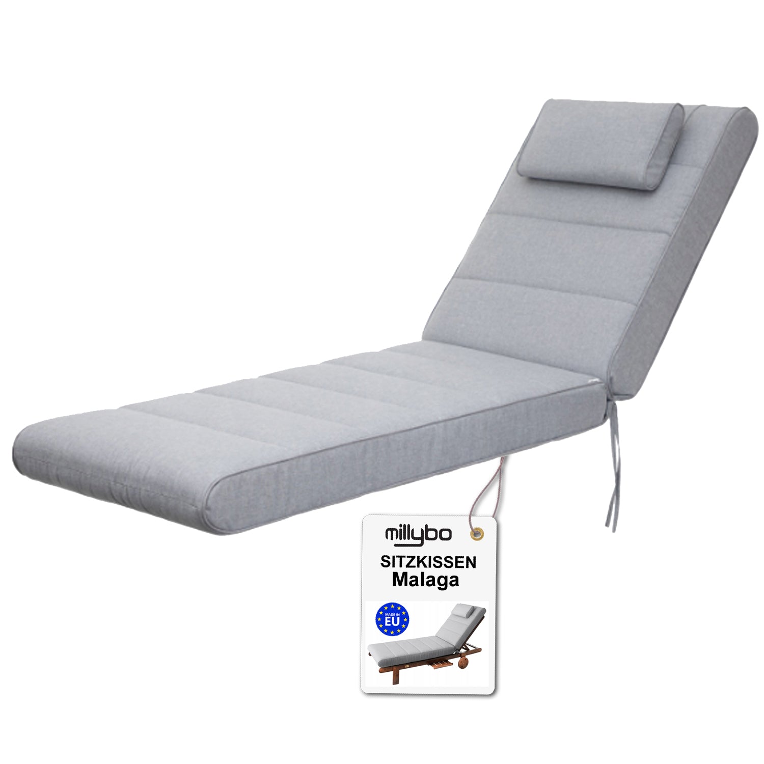 MILLYBO Kissen für Strand- & Gartenliegestühle  Liegestühle MALAGA - Hellgrau