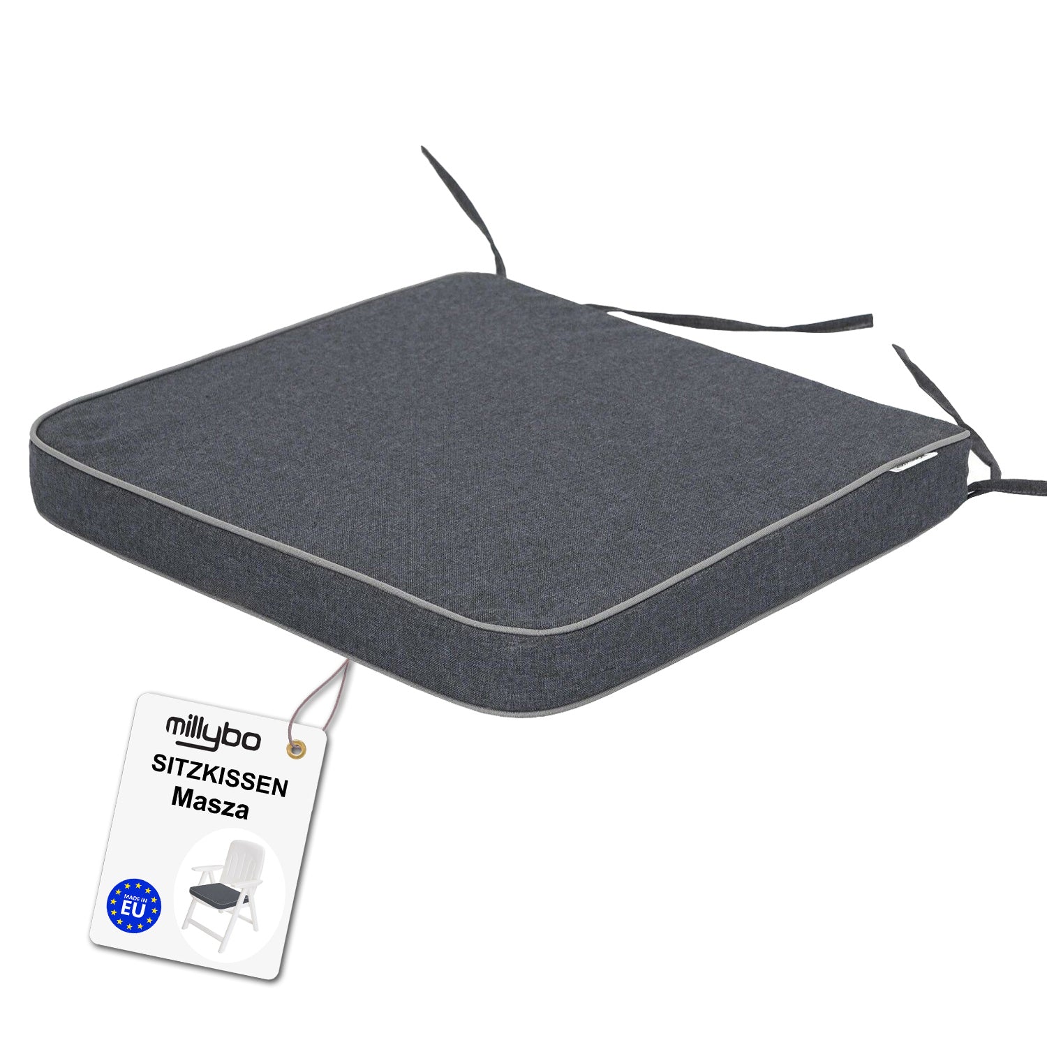 MILLYBO Gartenstuhlauflage – Sitzkissen für Gartenstühle & Balkonmöbel MASZA- Dunkelblau