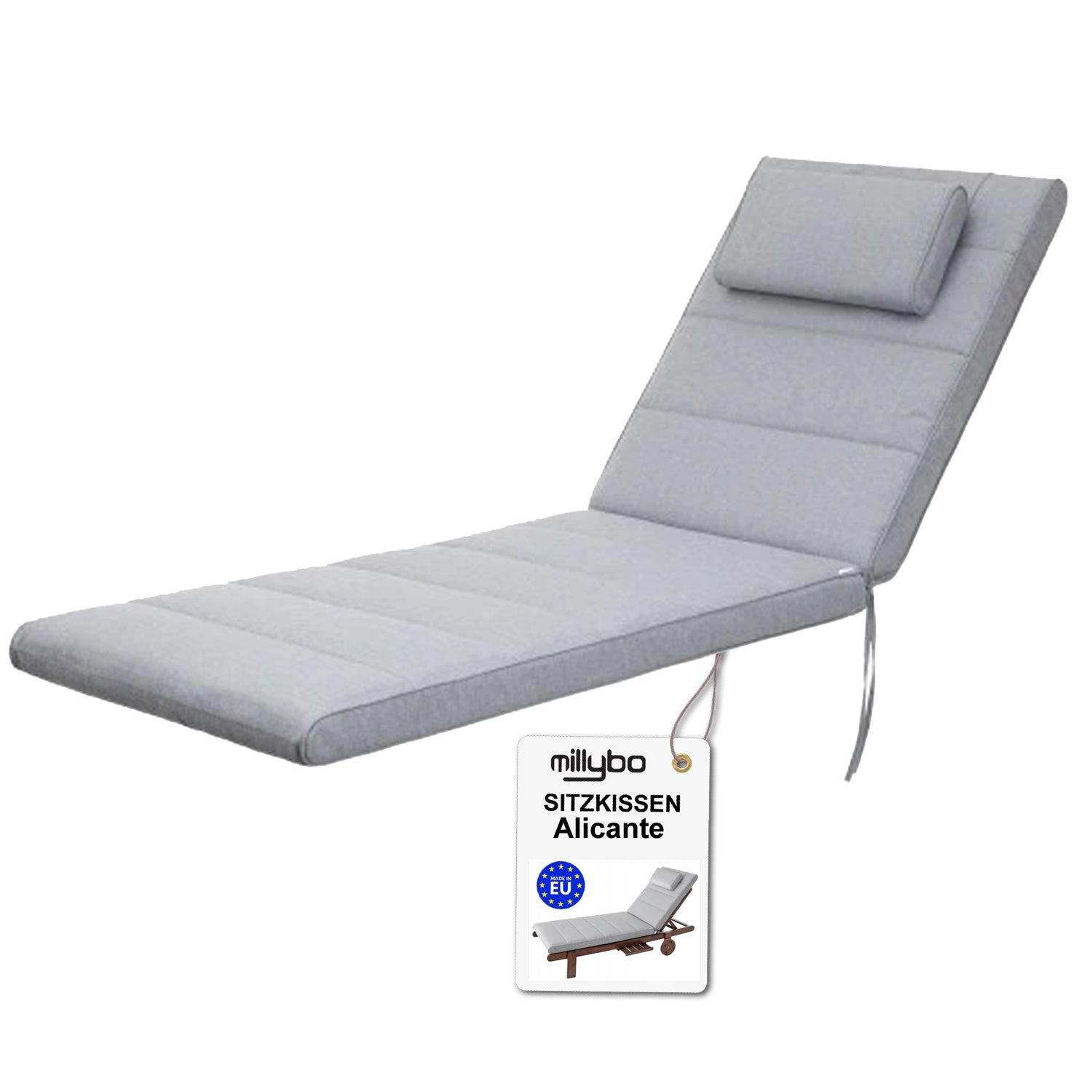 MILLYBO Kissen für Strand- & Gartenliegestühle  Liegestühle ALICANTE - Hellgrau