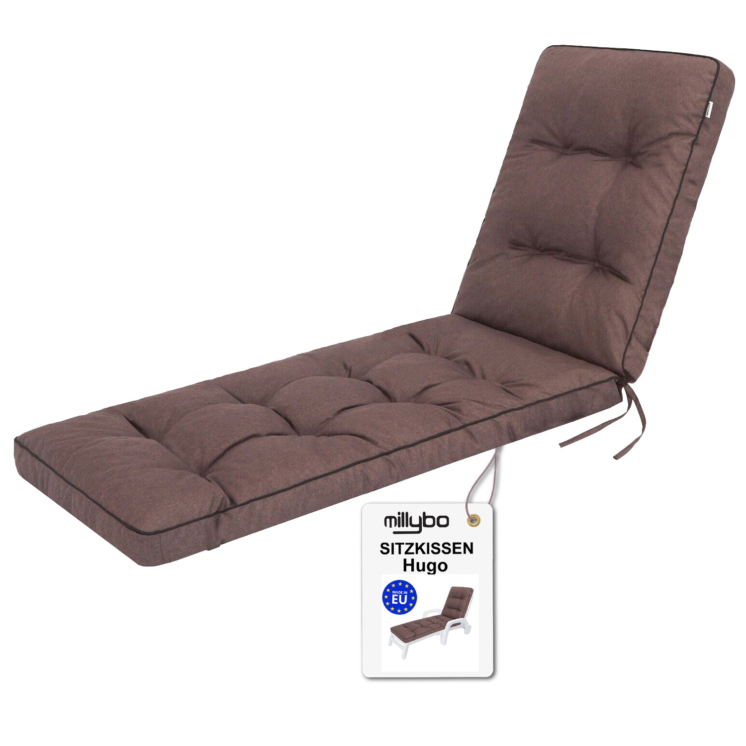 MILLYBO Kissen für Strand- & Gartenliegestühle  Liegestühle HUGO - Braun