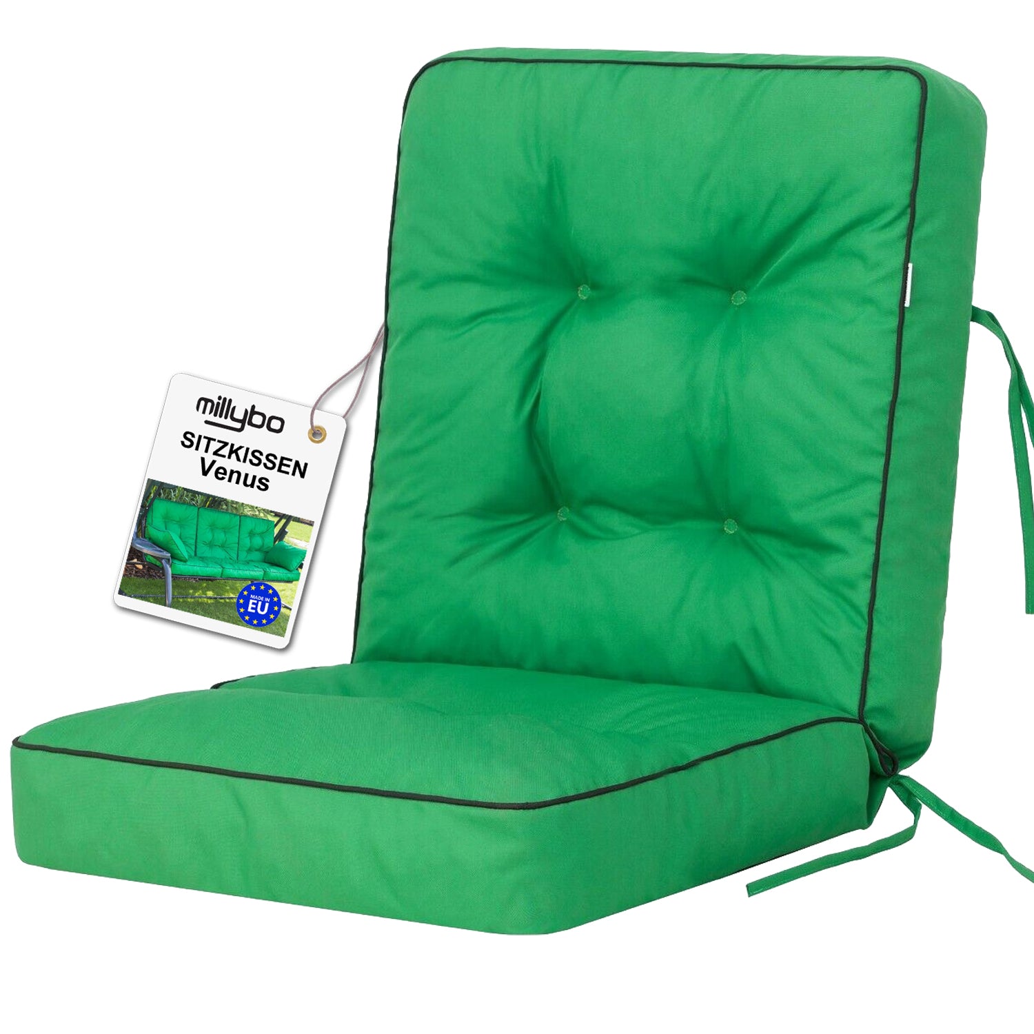 MILLYBO Hollywoodschaukel Sitzkissen 40-50 cm Auflage – Gartenschaukel Polster VENUS - Grün