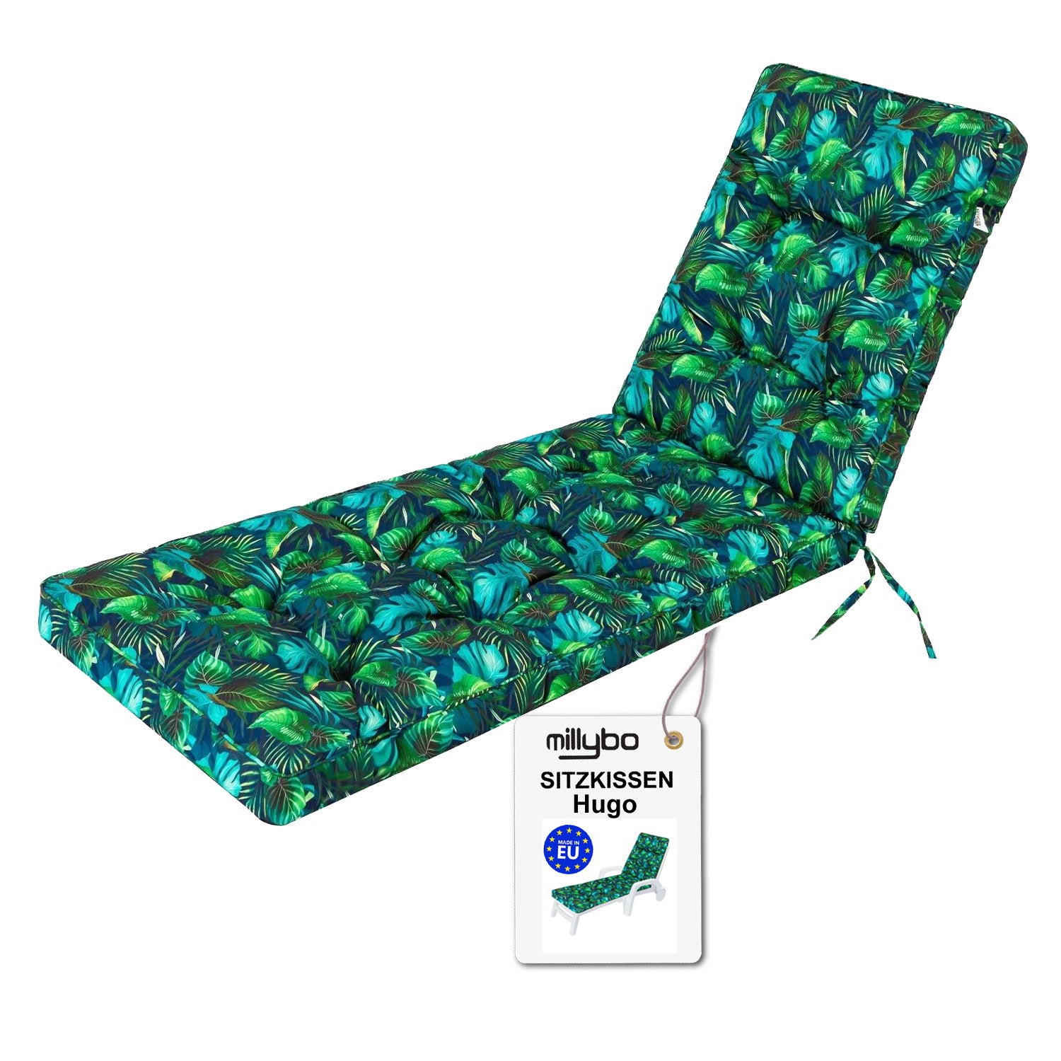 MILLYBO Kissen für Strand- & Gartenliegestühle  Liegestühle HUGO - Blaues Blätter