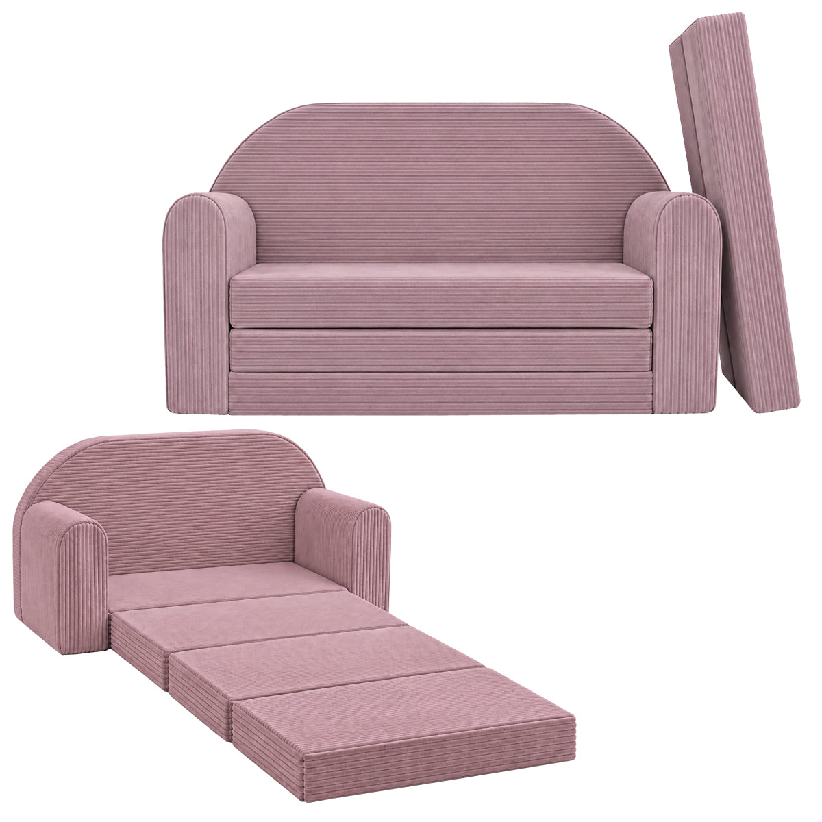 MILLYBO Kindersofa 3in1 aus Cord – Spielsofa, Kindercouch & Schlafsofa Lila