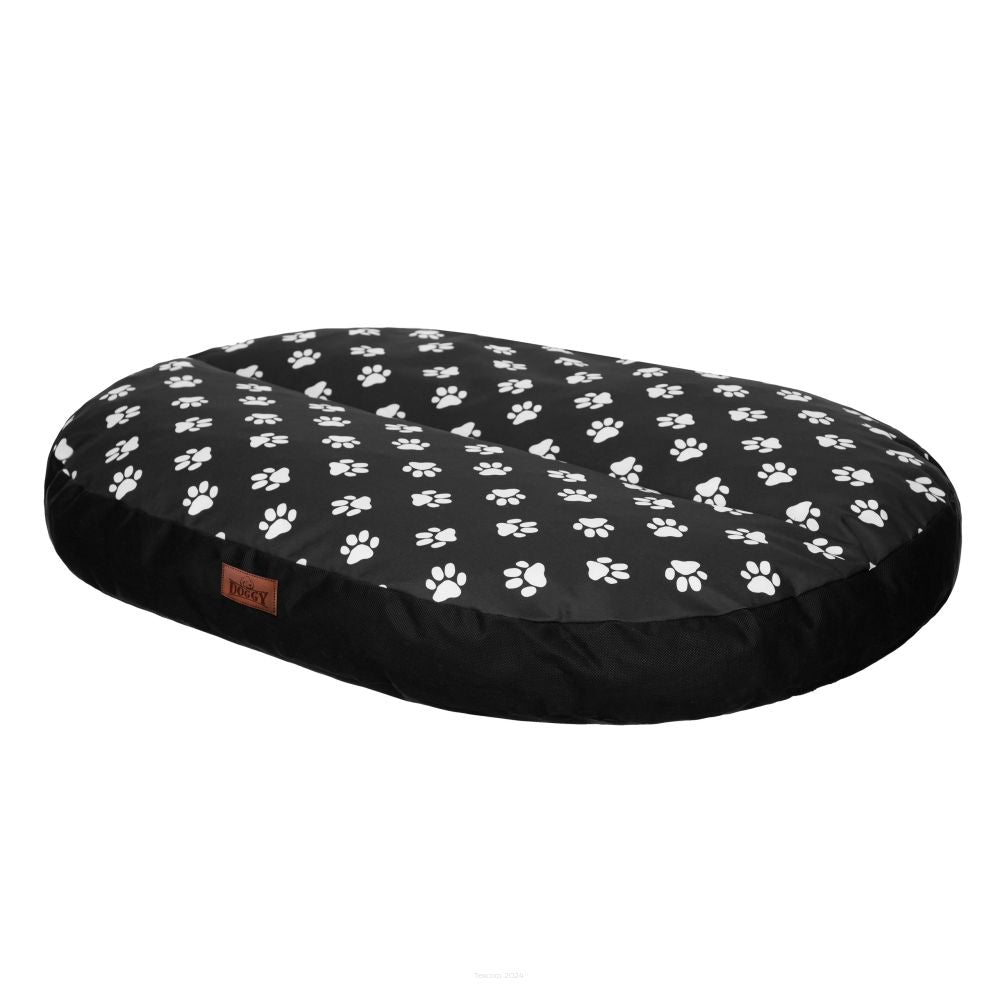 MILLYBO Ovales Hundebett – Gemütliche Matratze für Ihren Hund: Schwarz mit Muster