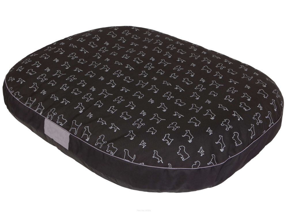 MILLYBO Ovales Hundebett – Gemütliche Matratze für Ihren Hund: Schwarz mit Muster