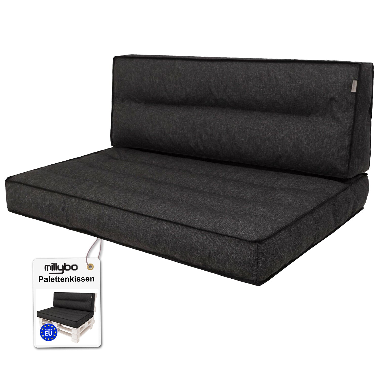 MILLYBO Palettenkissen TOMEK  Set 1+1 Schwarz – Komfort & Stil für deinen Garten