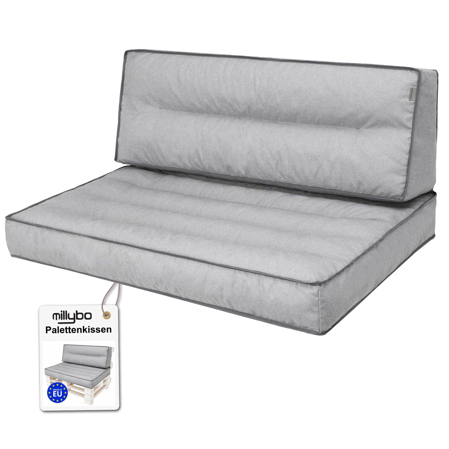 MILLYBO Palettenkissen TOMEK  Set 1+1 Hellgrau – Komfort & Stil für deinen Garten
