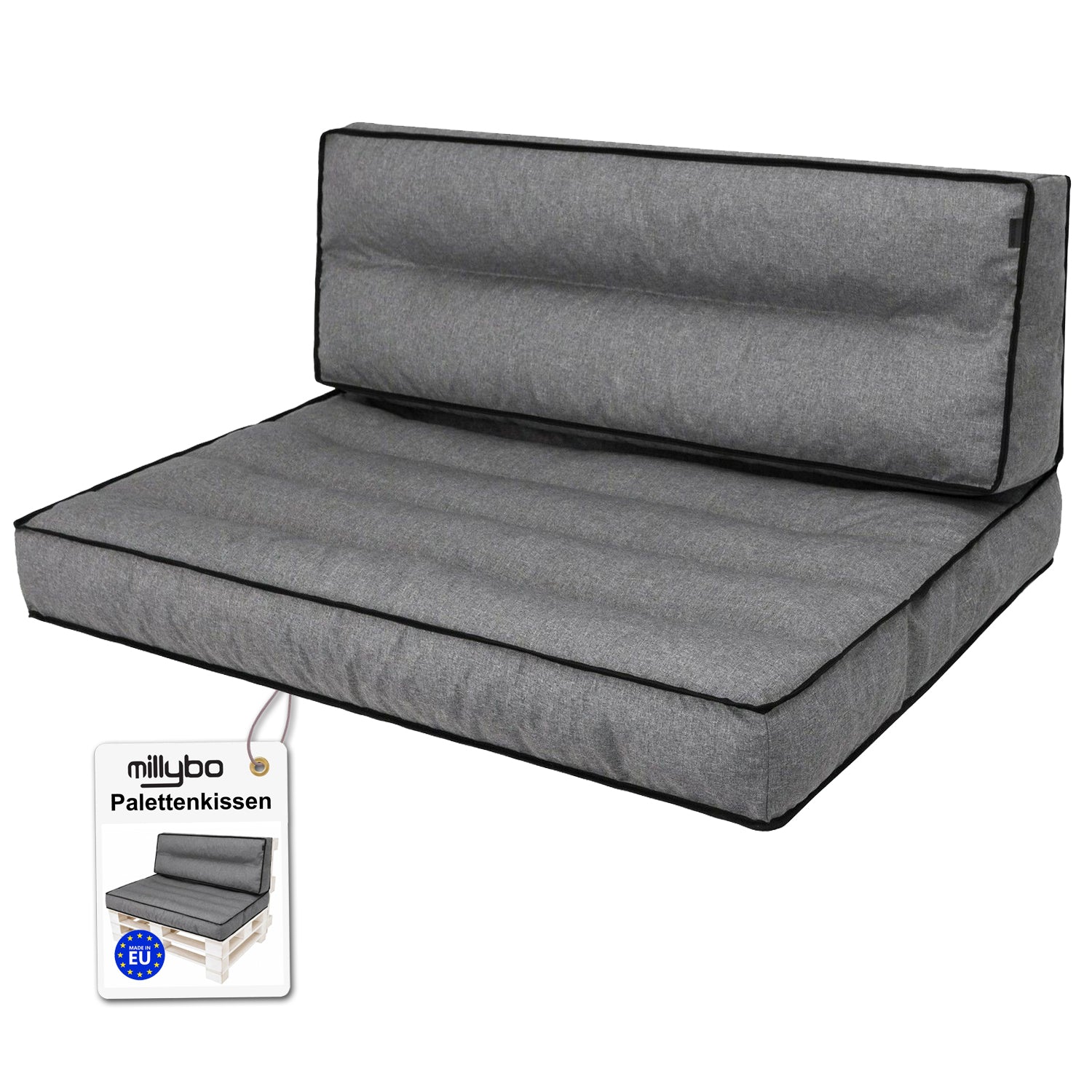 MILLYBO Palettenkissen TOMEK  Set 1+1 Graphit – Komfort & Stil für deinen Garten