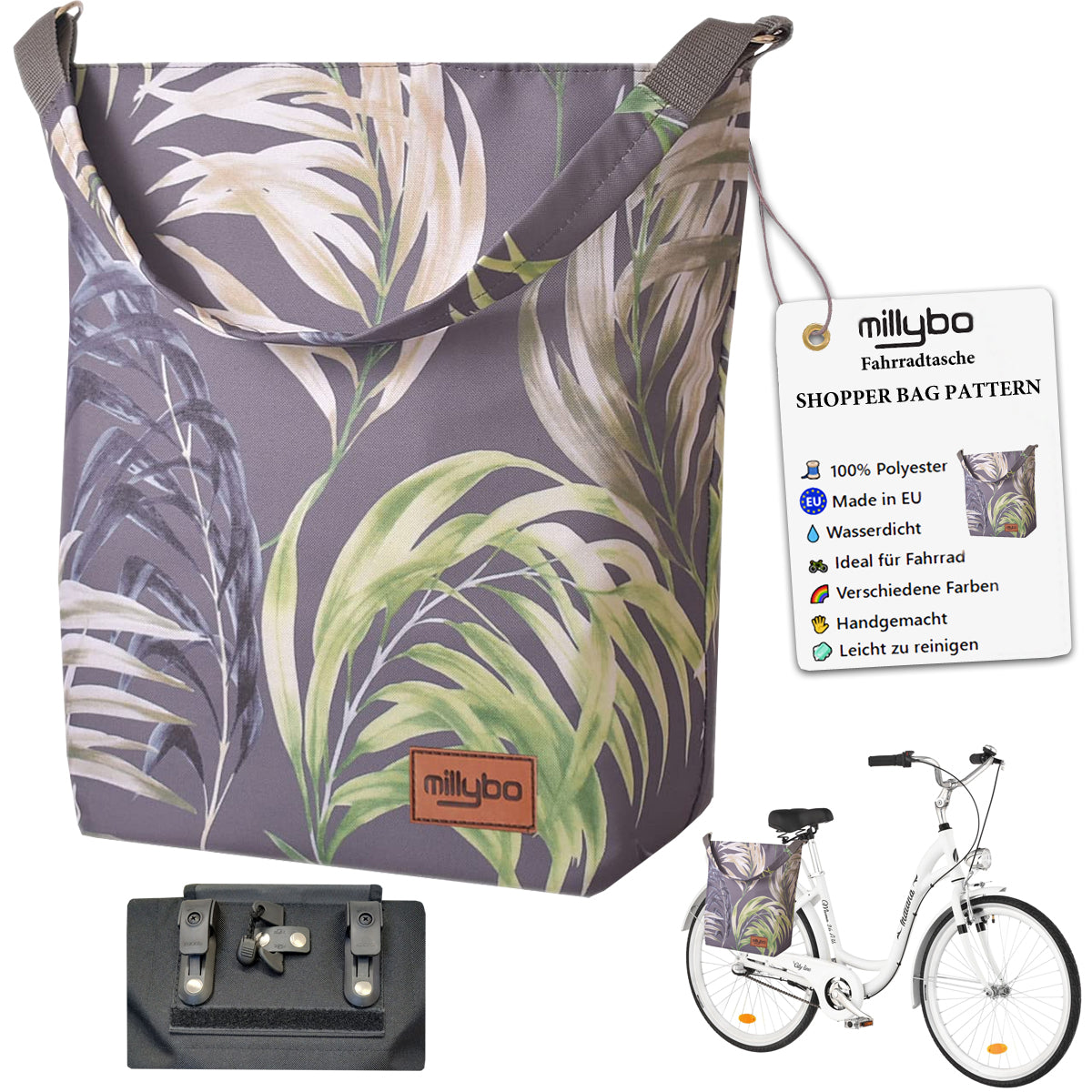 MILLYBO SHOPPER BAG Stylische Fahrradtasche für Gepäckträger 18L - 400.004