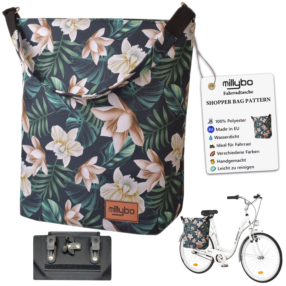 MILLYBO SHOPPER BAG Stylische Fahrradtasche für Gepäckträger 18L - 907.001