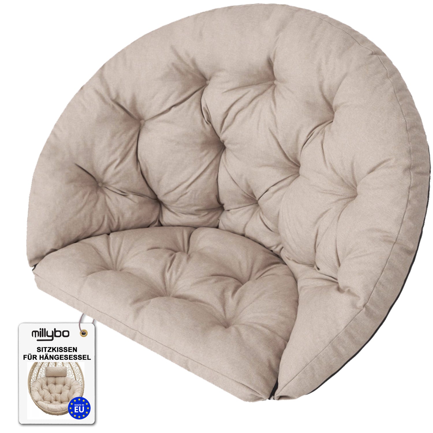 MILLYBO Sitzkissen für Hängesessel & Hängeschaukel  LUNA Cocoon Kissen - Beige