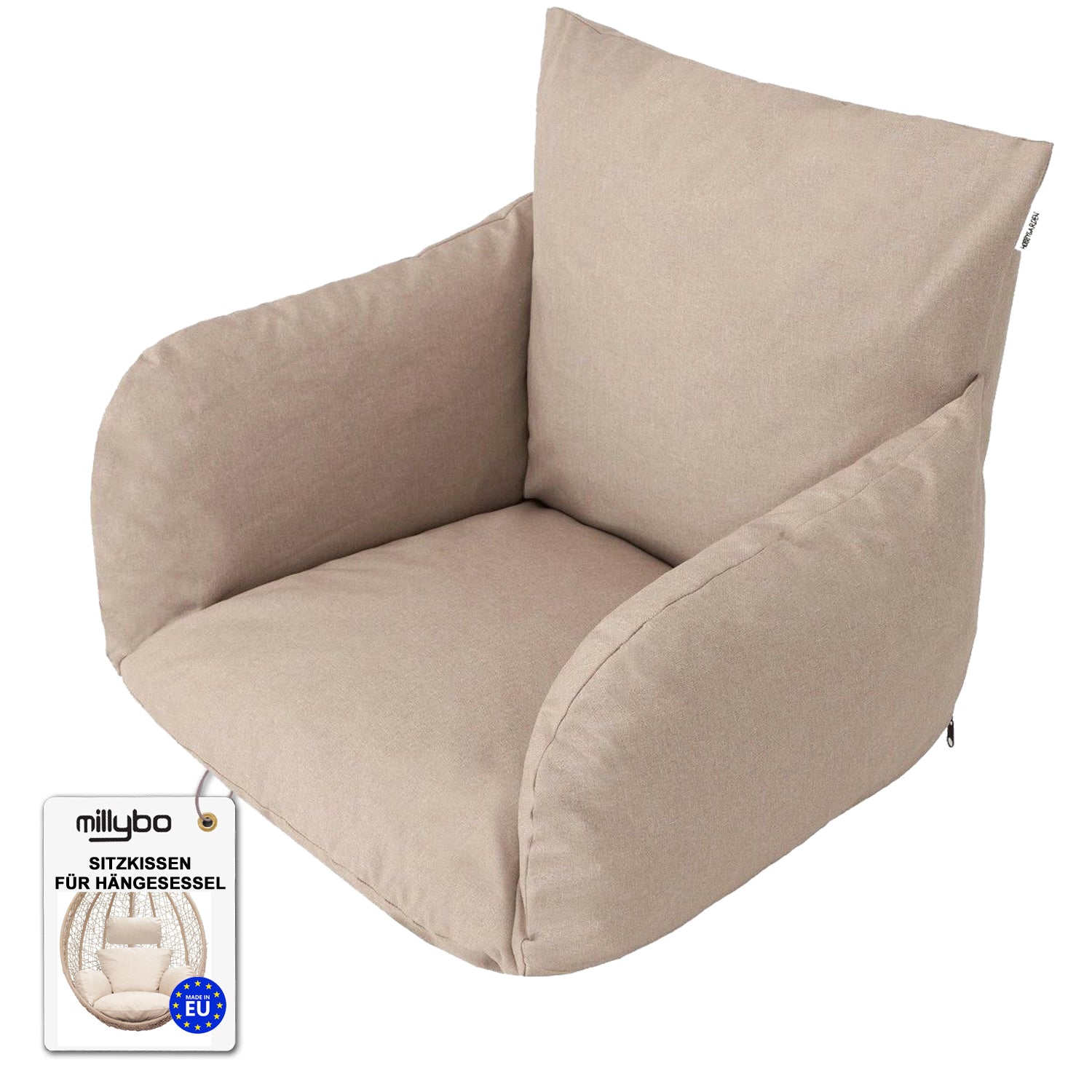 MILLYBO Sitzkissen für Hängesessel & Hängeschaukel  BARRY Cocoon Kissen - Beige Ökolein