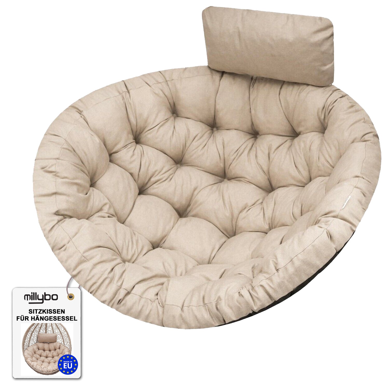 MILLYBO Sitzkissen für Hängesessel & Hängeschaukel  MOON Cocoon Kissen - Beige