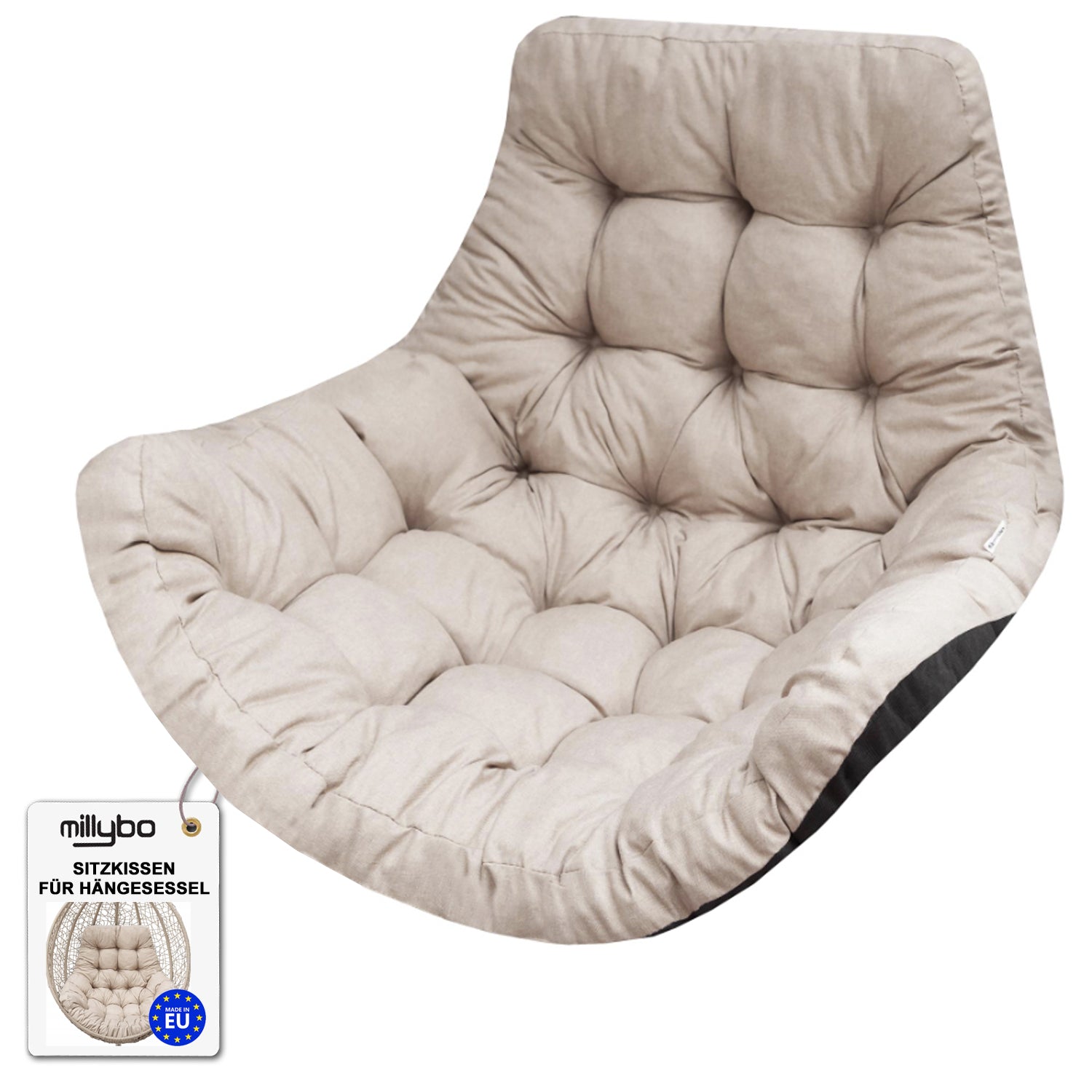 MILLYBO Sitzkissen für Hängesessel & Hängeschaukel  GEORGE Cocoon Kissen - Beige Ökolein