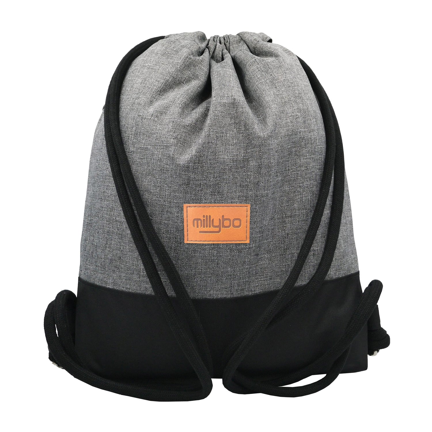 MILLYBO SACCO Beutelrucksack in Leinenoptik – Turnbeutel aus Polyester Grau