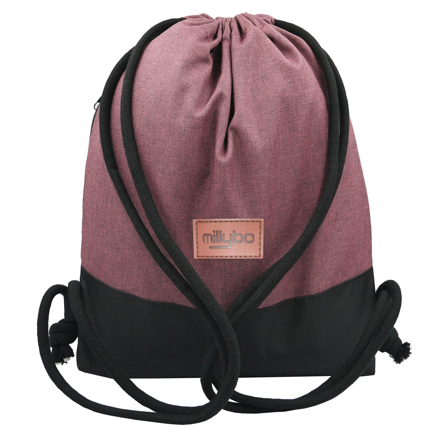 MILLYBO SACCO Beutelrucksack in Leinenoptik – Turnbeutel aus Polyester Bordeaux