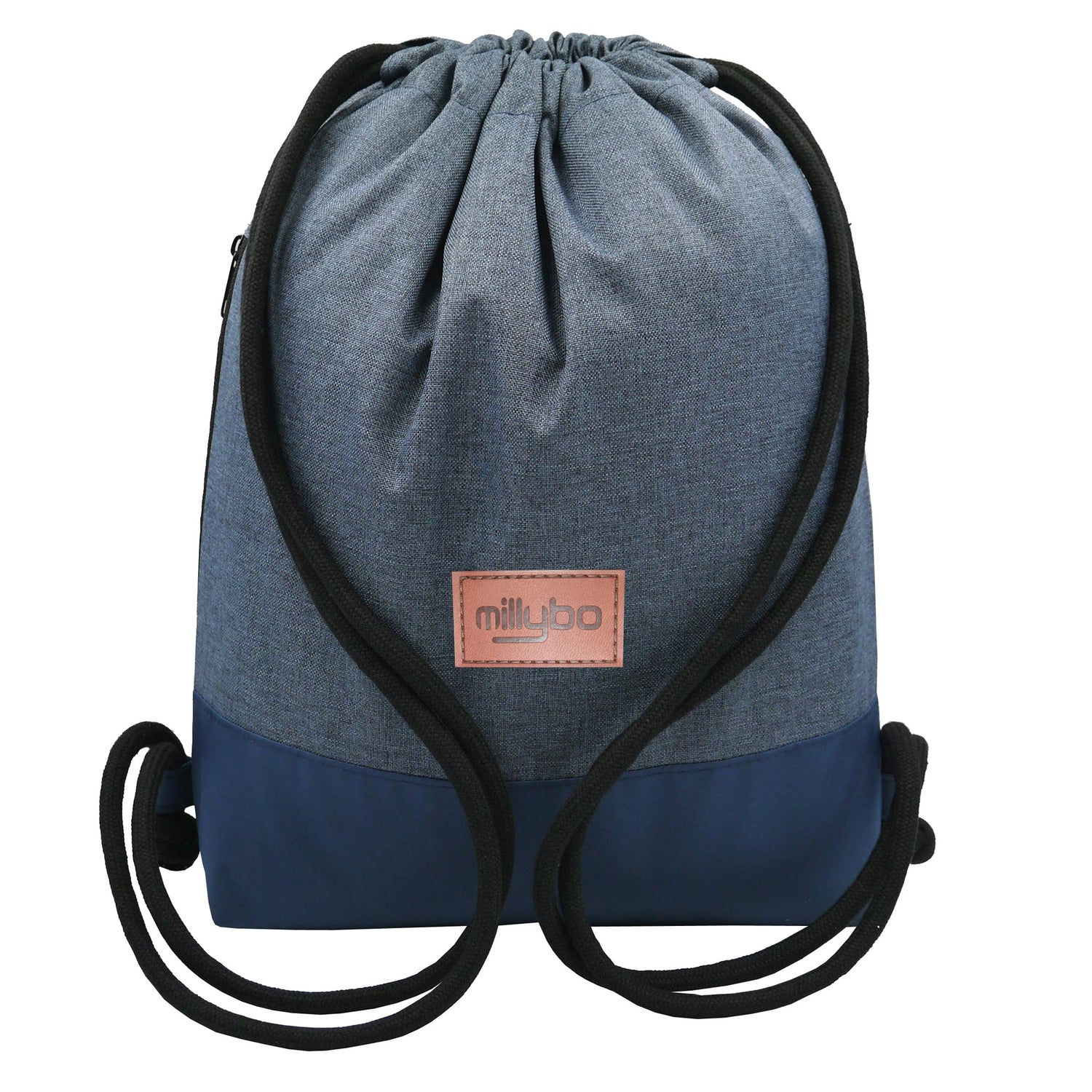 MILLYBO SACCO Beutelrucksack in Leinenoptik – Turnbeutel aus Polyester Navy