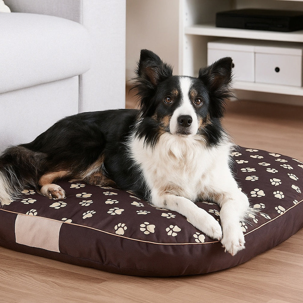 MILLYBO Ovales Hundebett – Gemütliche Matratze für Ihren Hund: Braun mit Muster
