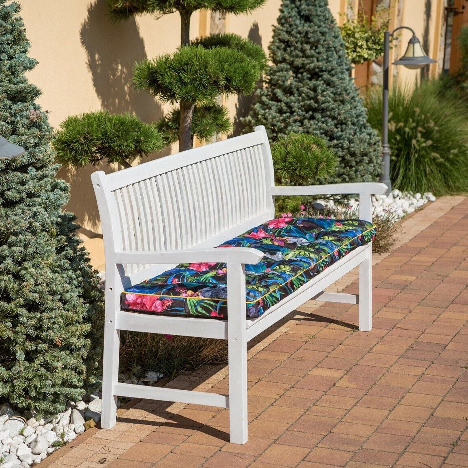 MILLYBO Bankkissen 40 cm ETNA – Gartenbank Auflage Bankpolster für Gartenmöbel & Schaukel (120/150/180 cm) - Bunte Blätter