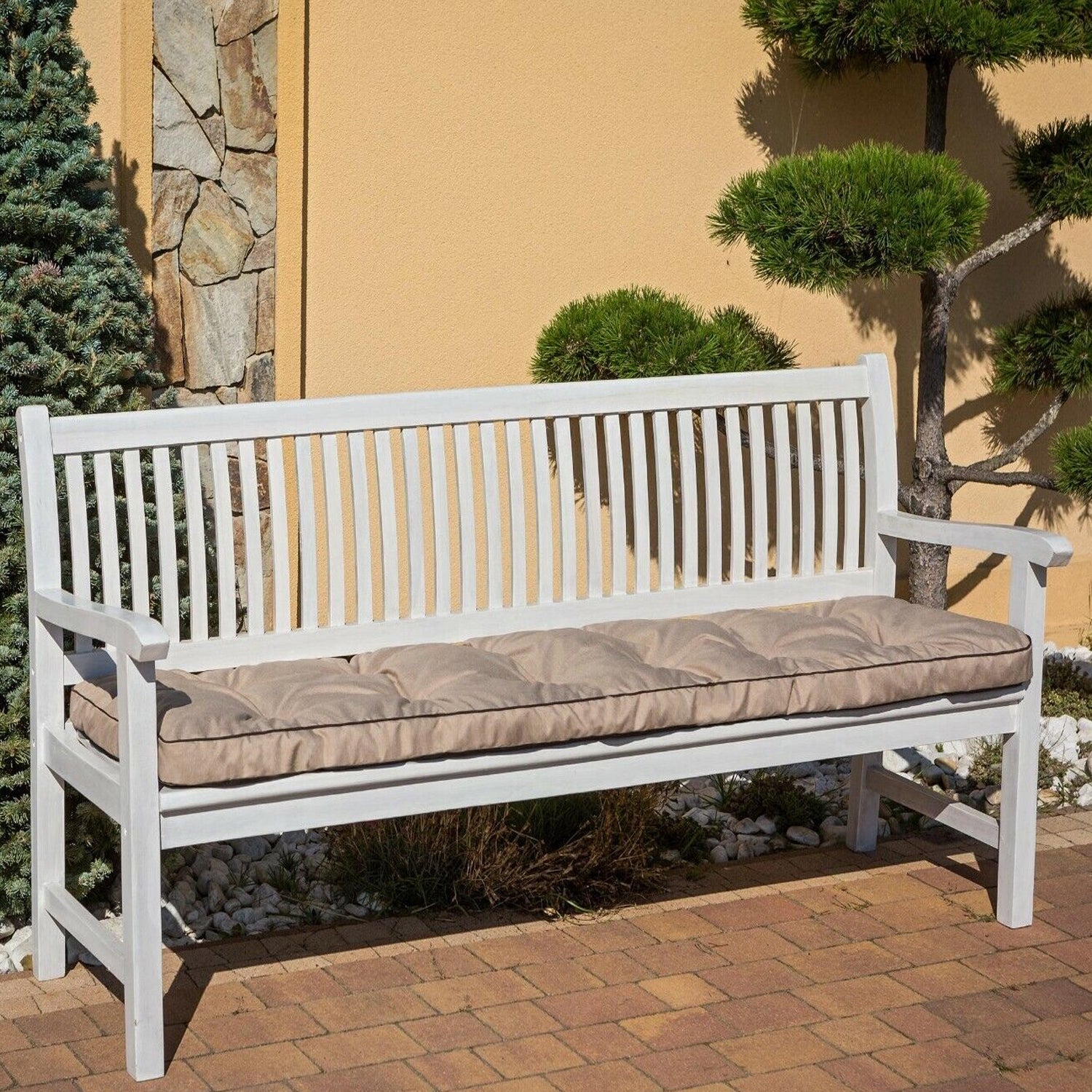 MILLYBO Bankkissen 50 cm ETNA – Gartenbank Auflage  Bankpolster für Gartenmöbel & Schaukel (120/150/180 cm) - Beige Ökolein