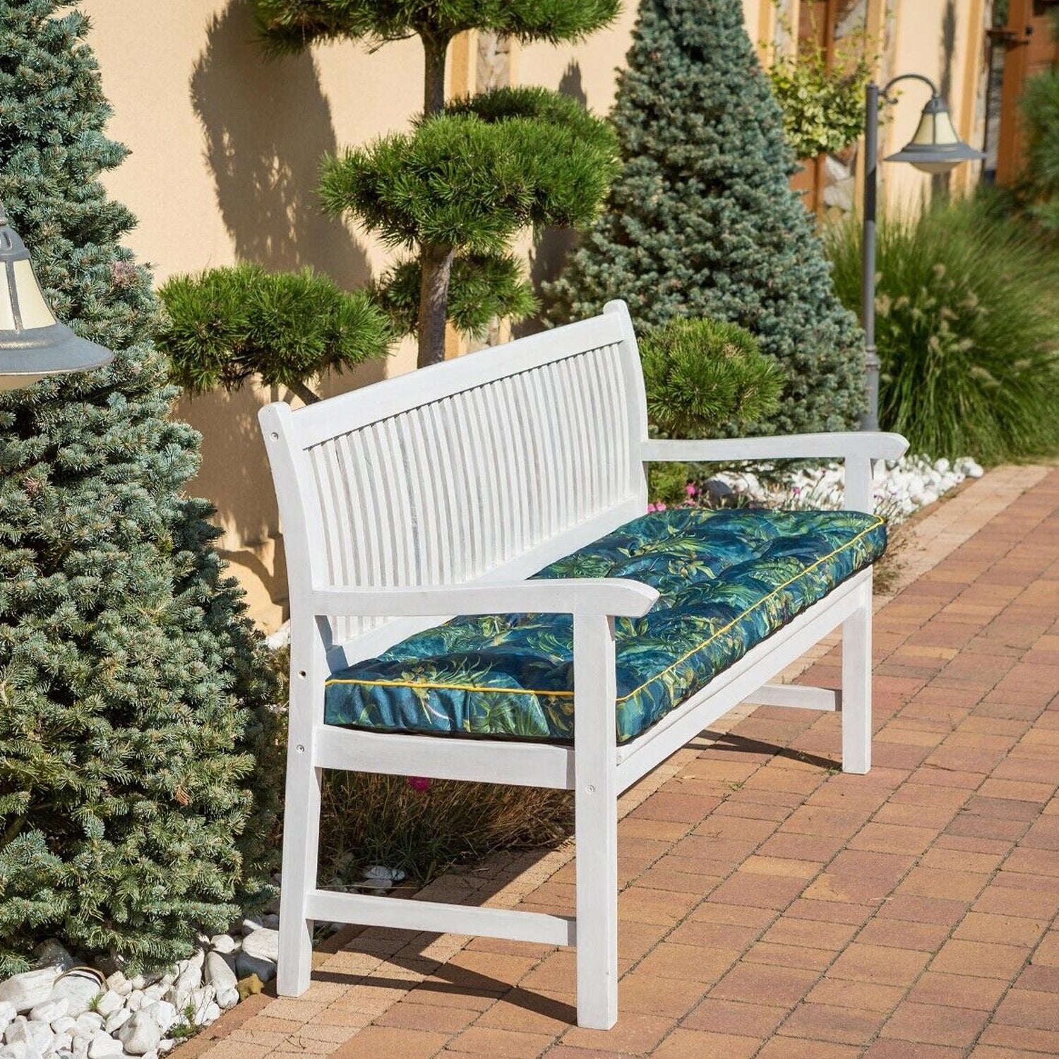 MILLYBO Bankkissen 40 cm ETNA – Gartenbank Auflage Bankpolster für Gartenmöbel & Schaukel (120/150/180 cm) - Grüne Wiese