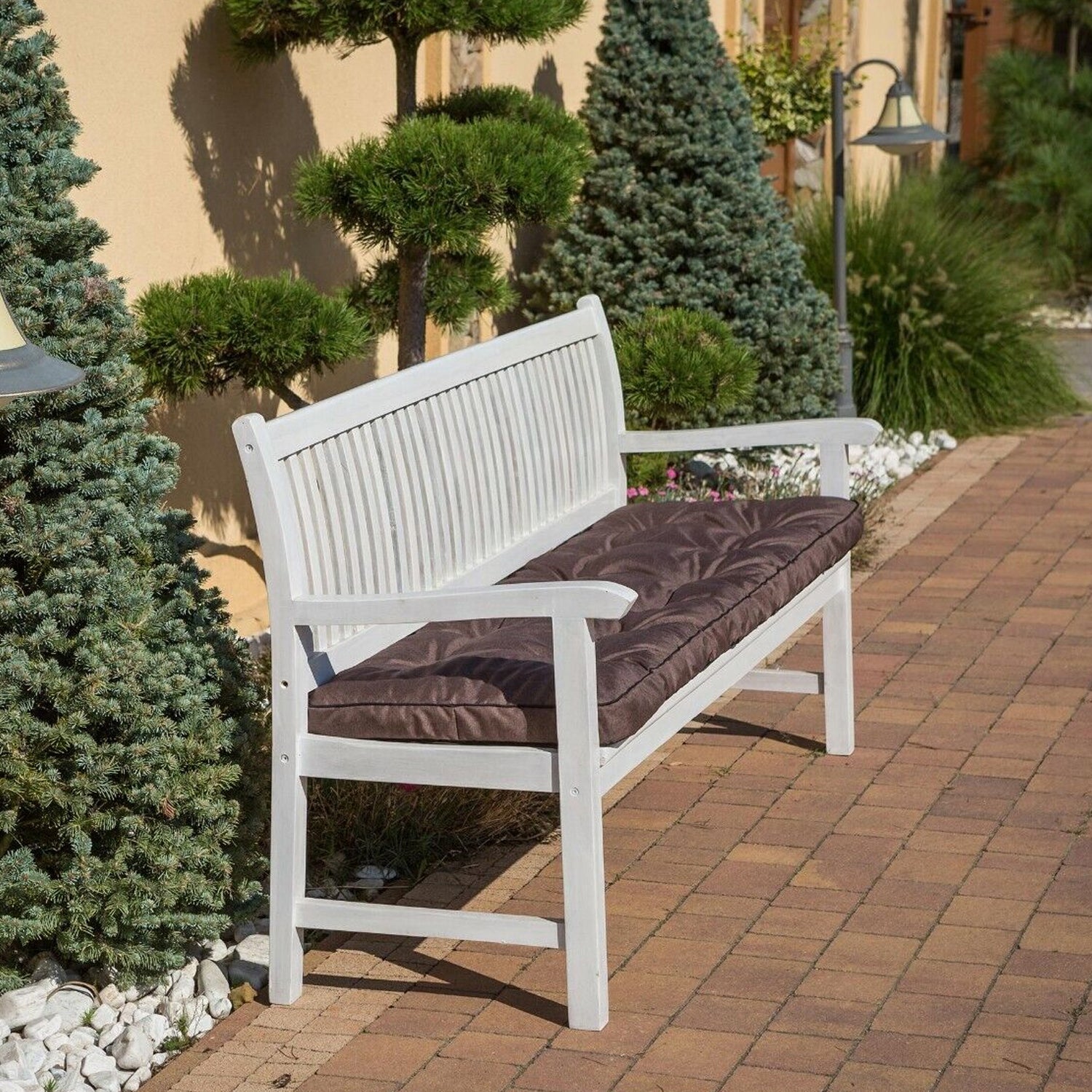 MILLYBO Bankkissen 50 cm ETNA – Gartenbank Auflage  Bankpolster für Gartenmöbel & Schaukel (120/150/180 cm) - Braun Ökolein