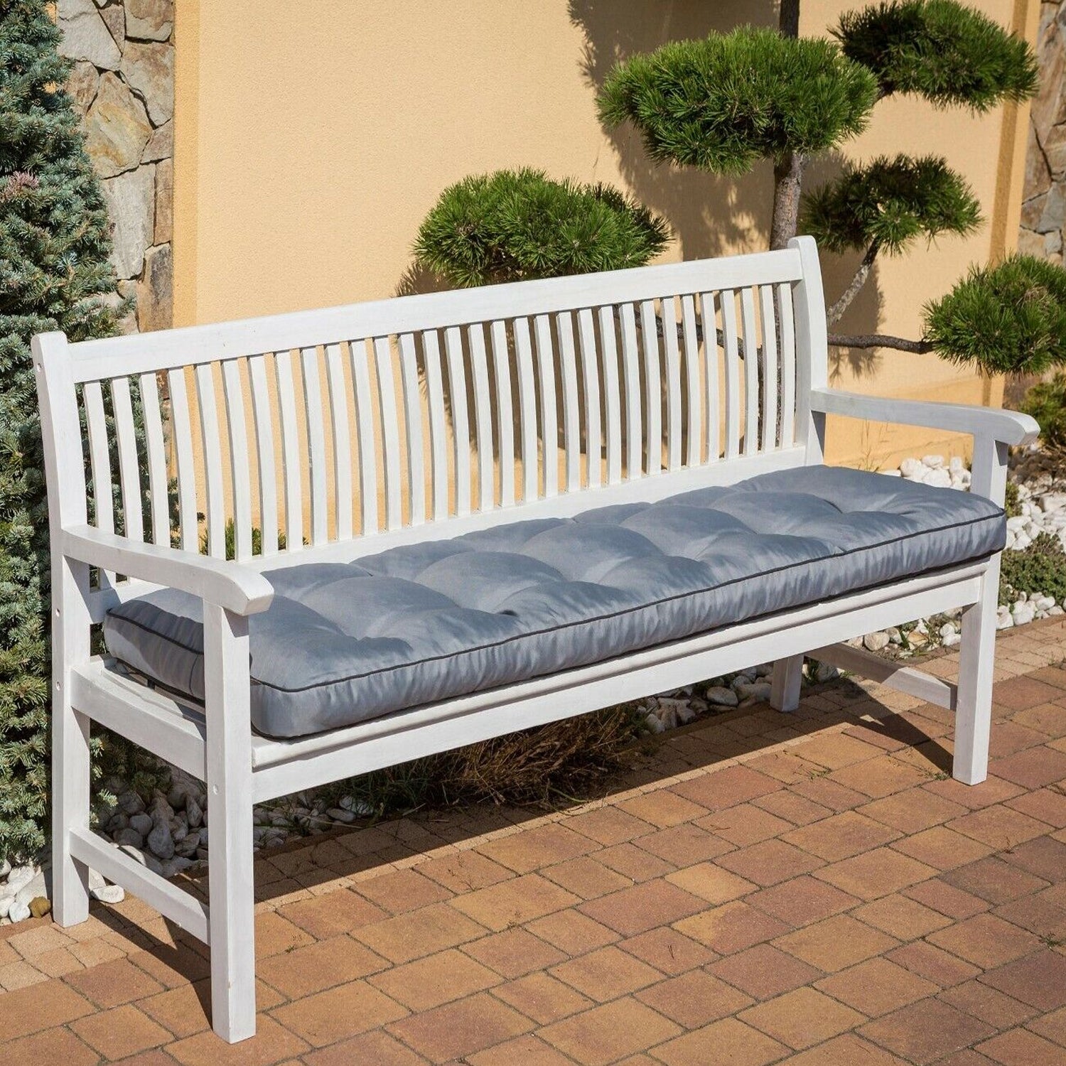 MILLYBO Bankkissen 50 cm ETNA – Gartenbank Auflage Bankpolster für Gartenmöbel & Schaukel (120/150/180 cm) - Hellgrau