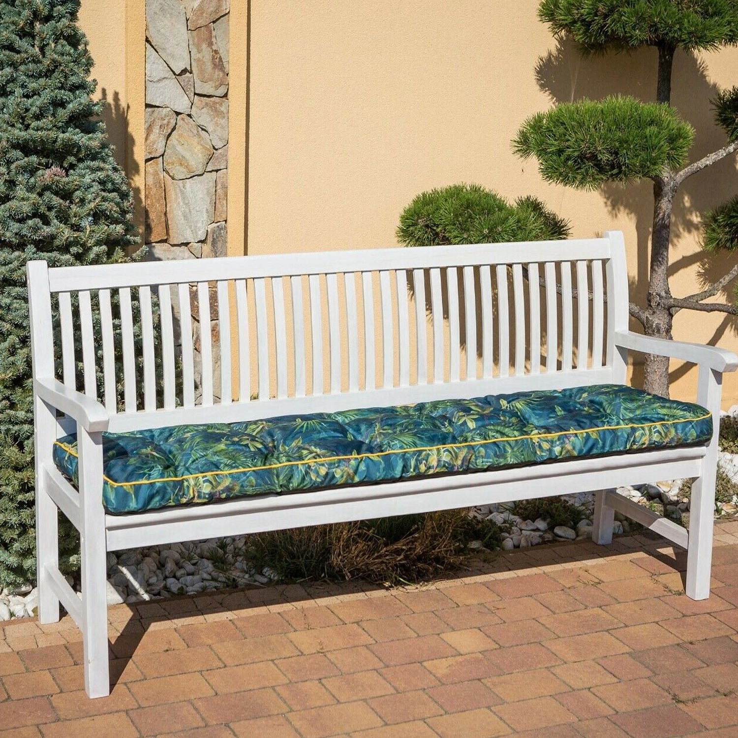 MILLYBO Bankkissen 50 cm ETNA – Gartenbank Auflage  Bankpolster für Gartenmöbel & Schaukel (120/150/180 cm) - Grüne Wiese