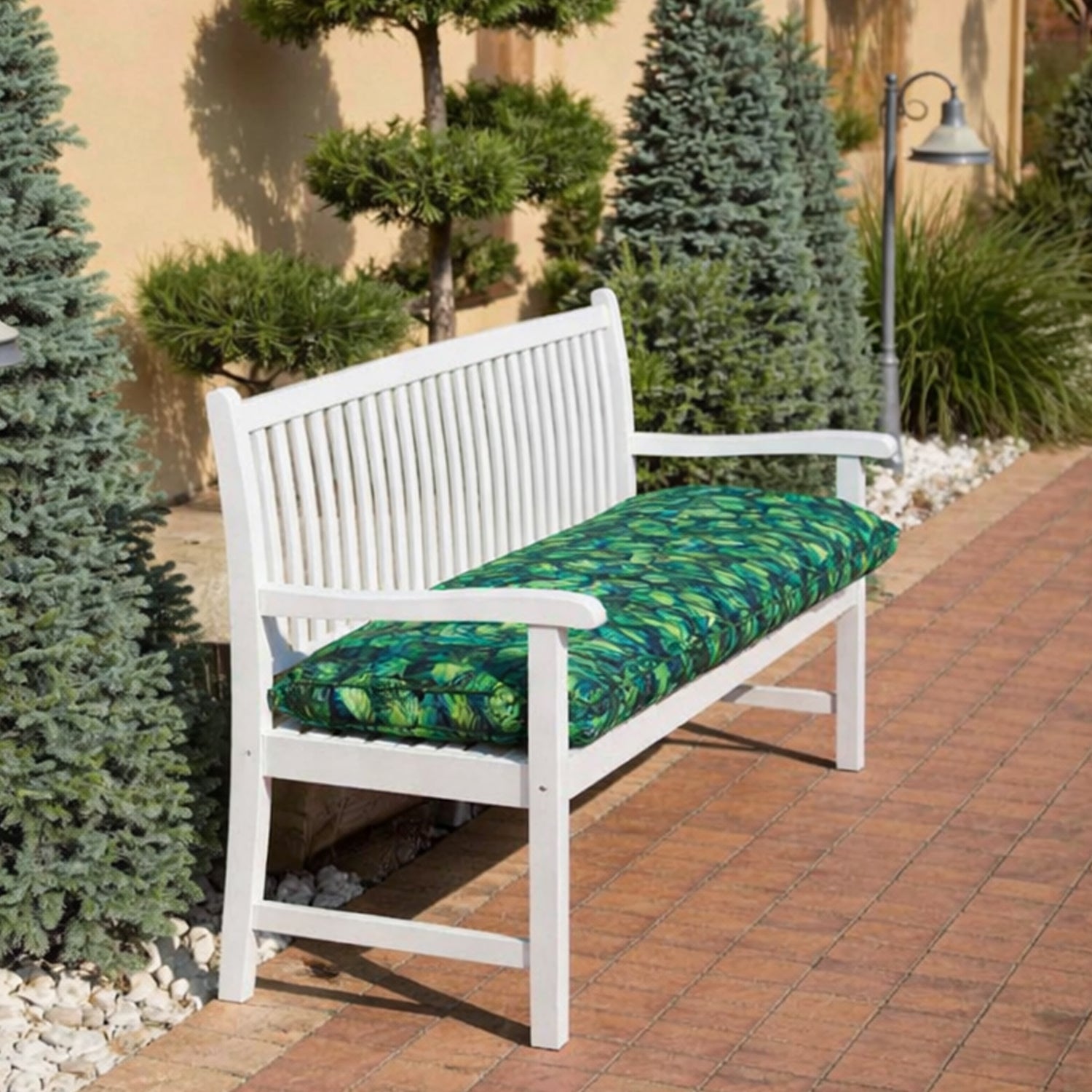 MILLYBO Bankkissen 40 cm ETNA – Gartenbank Auflage  Bankpolster für Gartenmöbel & Schaukel (120/150/180 cm) - Blaues Blätter