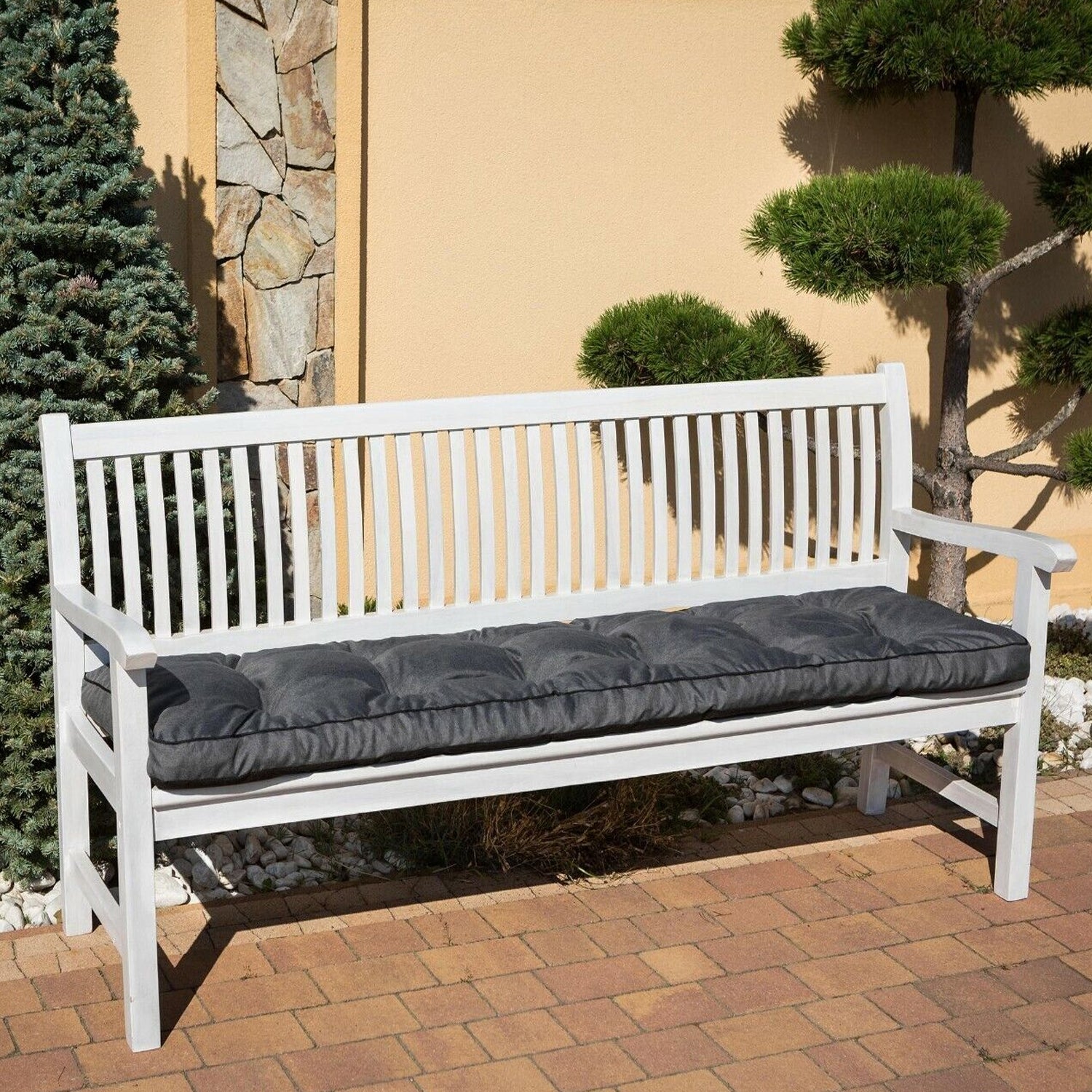 MILLYBO Bankkissen 50 cm ETNA – Gartenbank Auflage  Bankpolster für Gartenmöbel & Schaukel (120/150/180 cm) - Graphit Ökolein